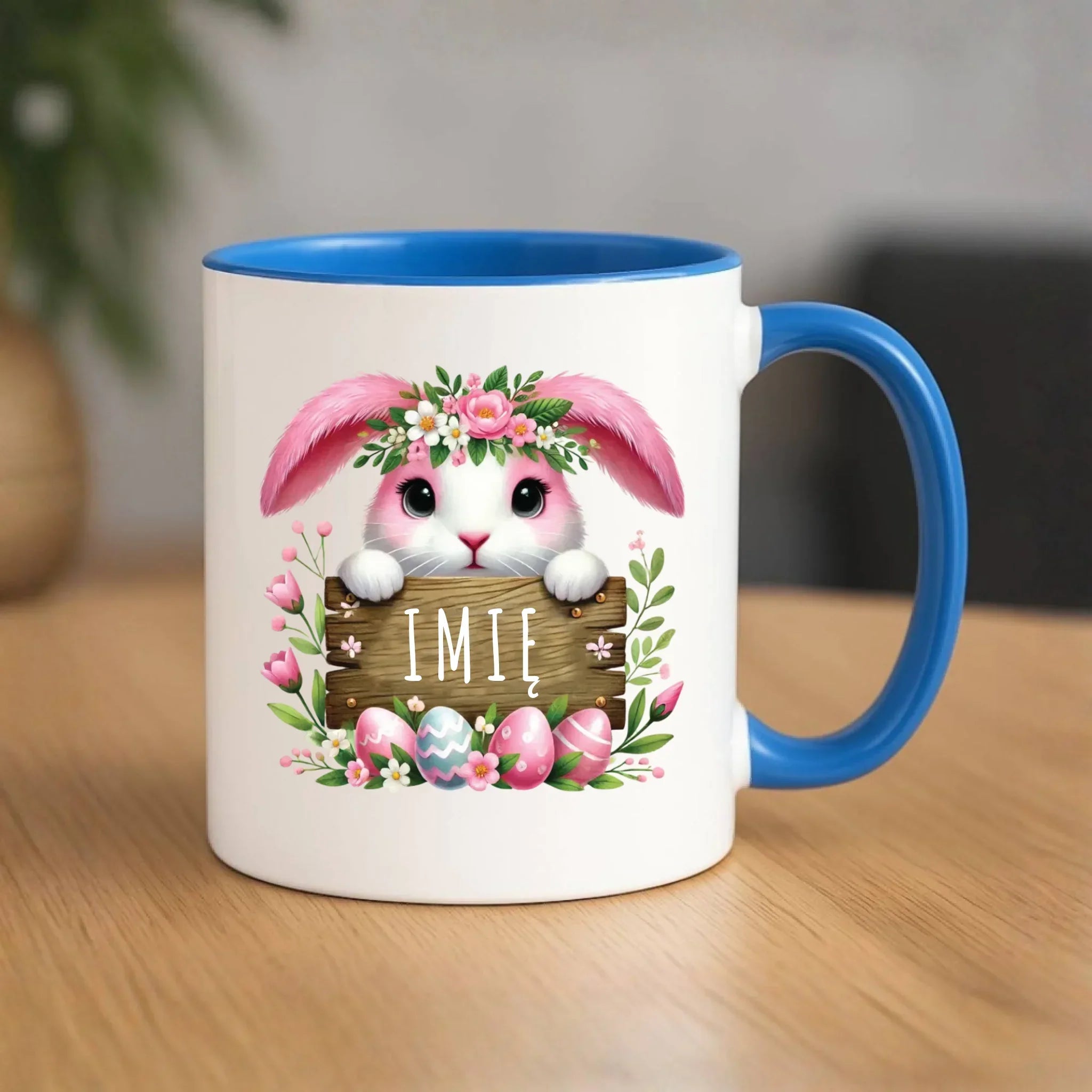 Kubek na Wielkanoc - Słodki Różowy Zajączek - Prezent personalizowany WN07 - StoryCups.pl