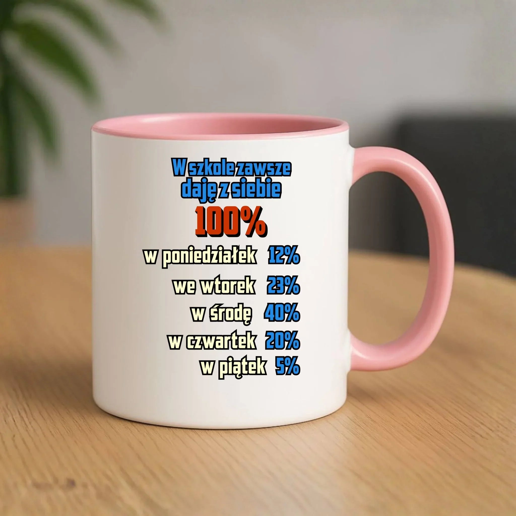 Kubek szkolny - W szkole daję z siebie 100% - śmieszny SZ20 - StoryCups.pl