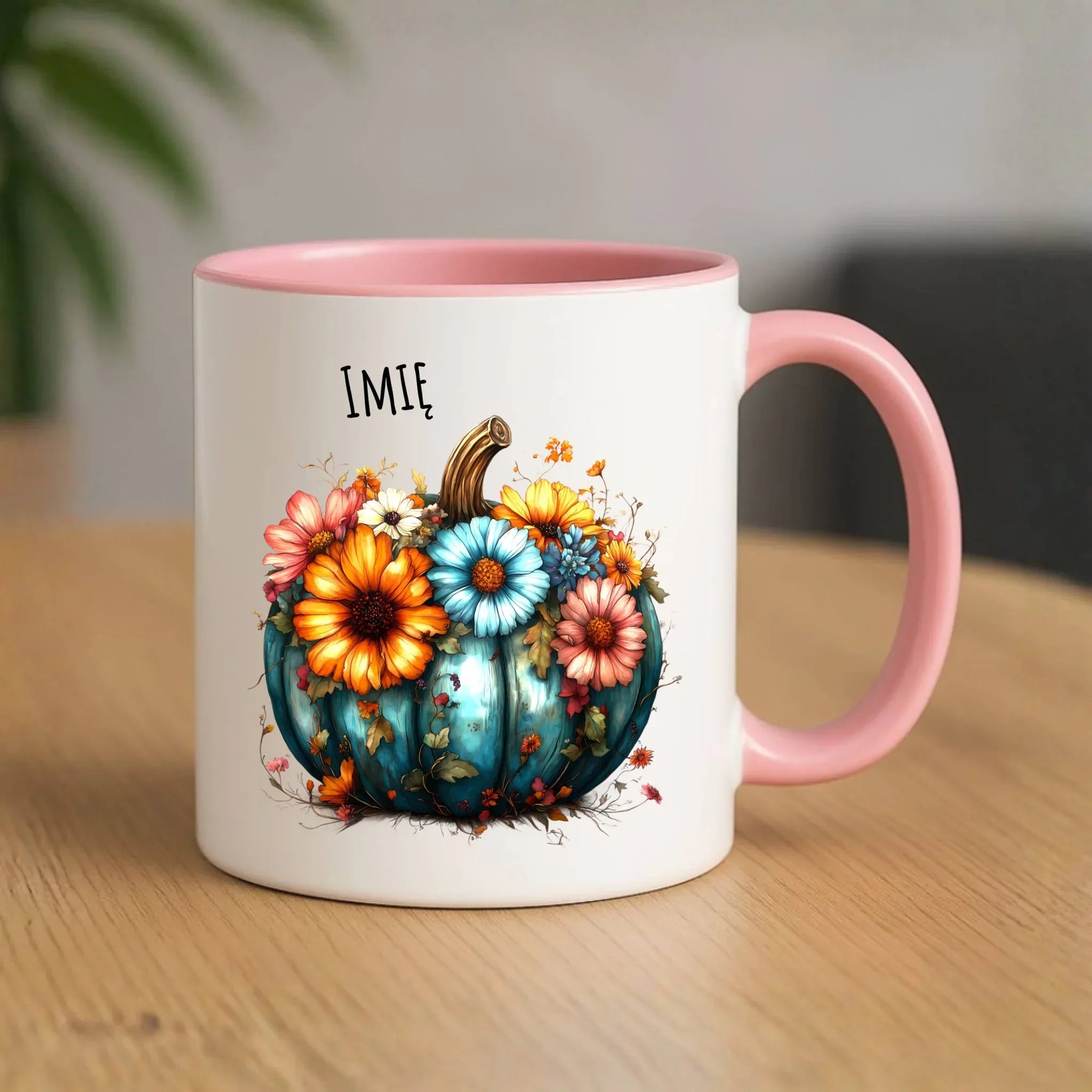 Kubek jesienny - Kwiatowa dynia - personalizowany JS27 - StoryCups.pl