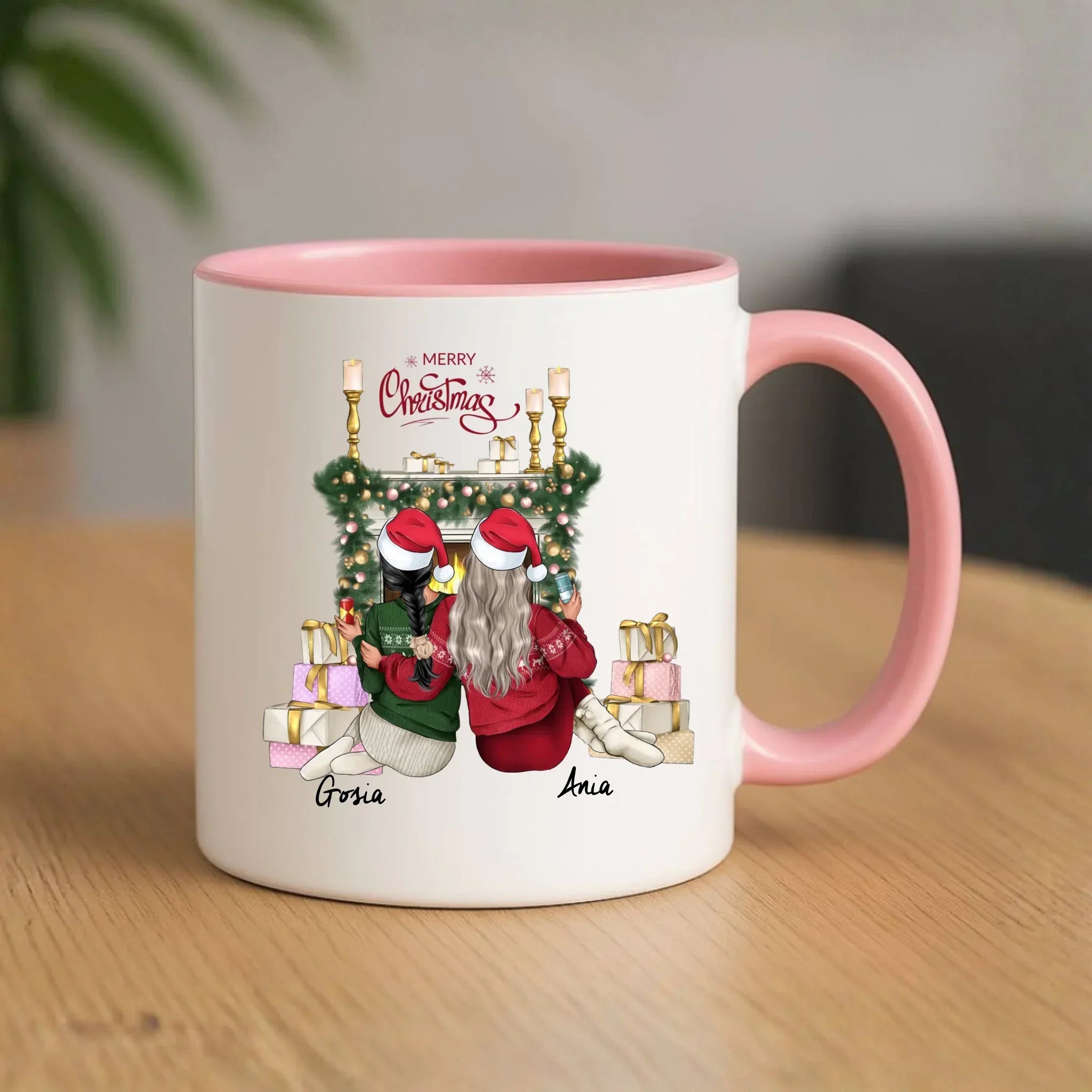 Kubek świąteczny - prezent dla przyjaciółki - personalizowane postacie 2-4 osoby PR04 - StoryCups.pl