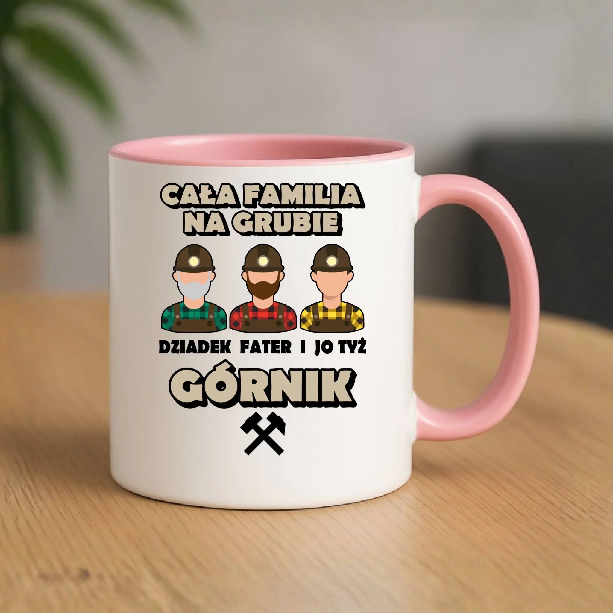 Kubek - prezent dla górnika - Cała familia na grubie dziadek fater i jo tyż górnik G10 - StoryCups.pl