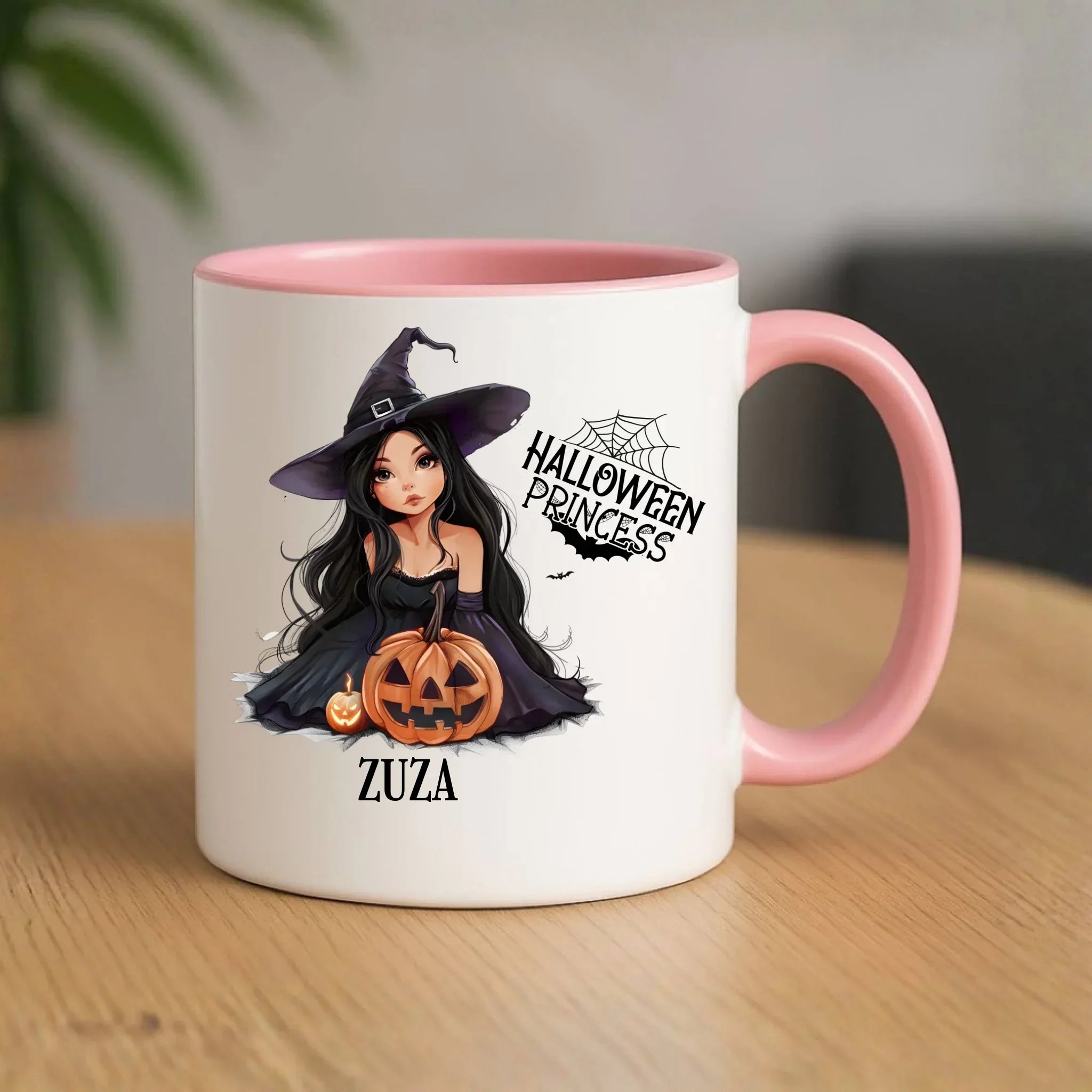 Kubek halloweenowy - Czarownica z dynią - personalizowany HL10 - StoryCups.pl