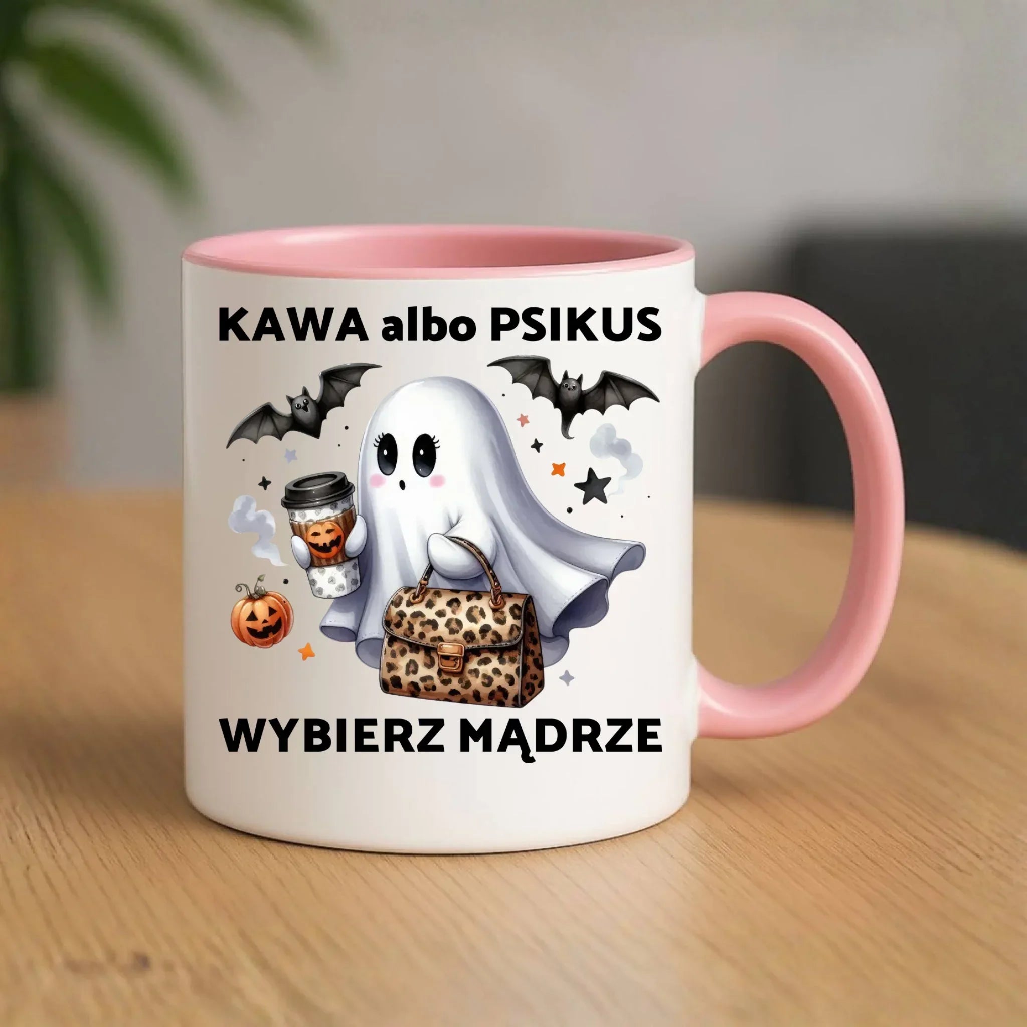 Kubek halloweenowy - Duch - Kawa albo psikus HL07 - StoryCups.pl