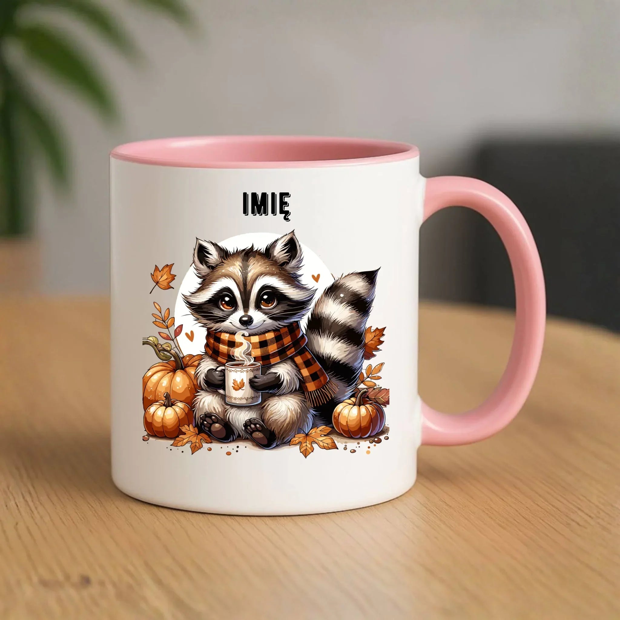 Kubek jesienny – Szop z kawą i dyniami - personalizowany JS16 - StoryCups.pl