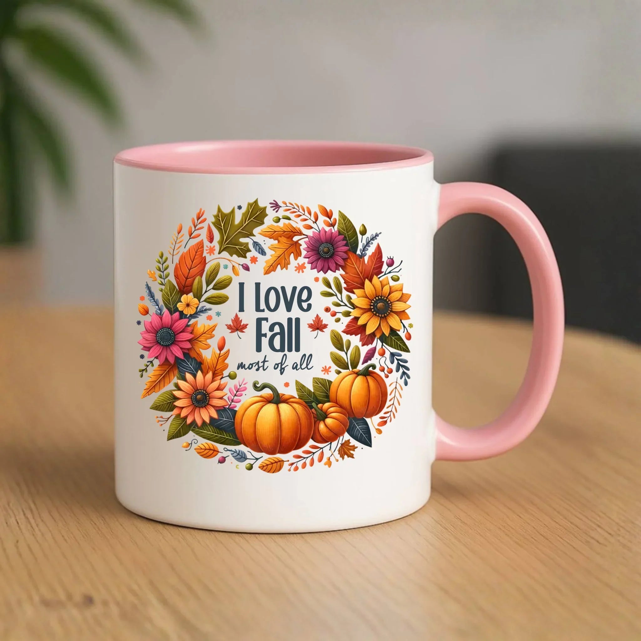 Kubek jesienny jesienny - Kocham jesień - dynia z liśćmi JS03 - StoryCups.pl