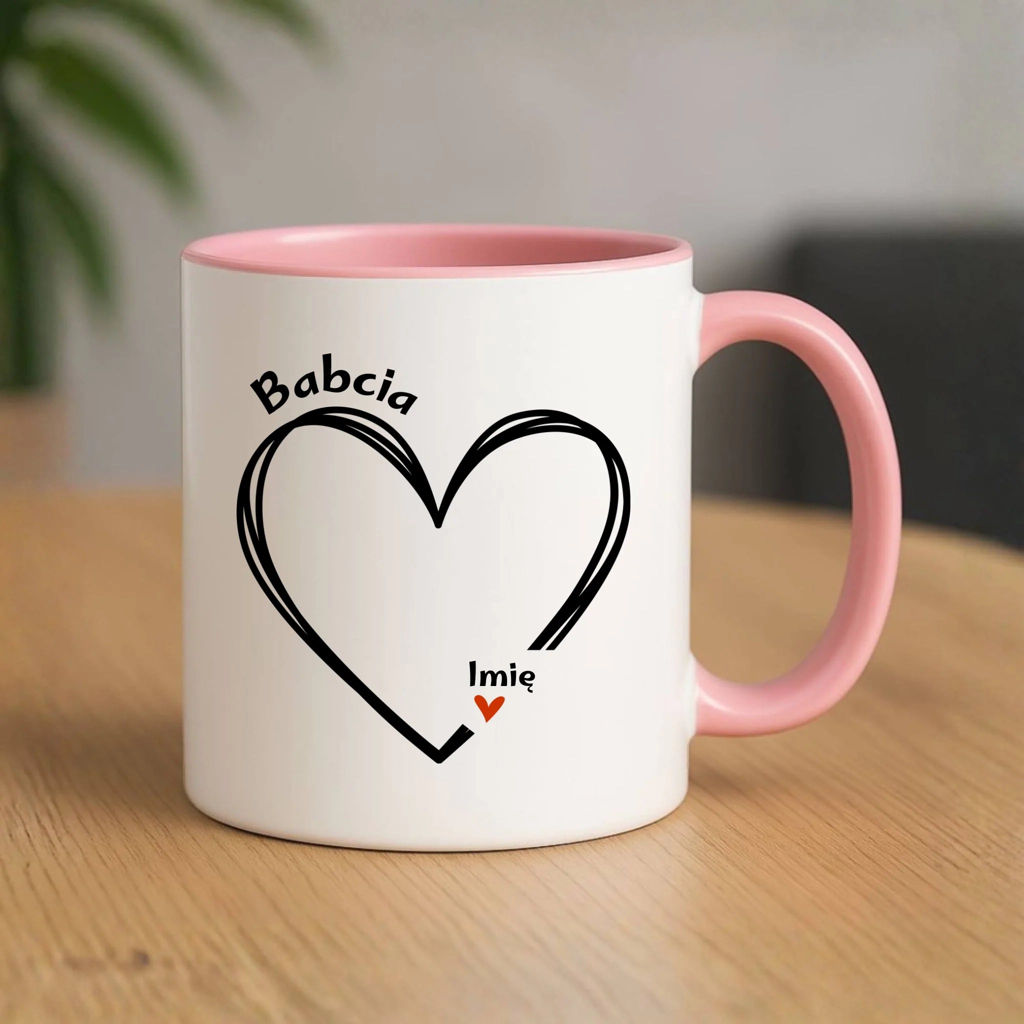 Kubek dla babci - Serce z imionami wnuków 1-7 - personalizowany B26