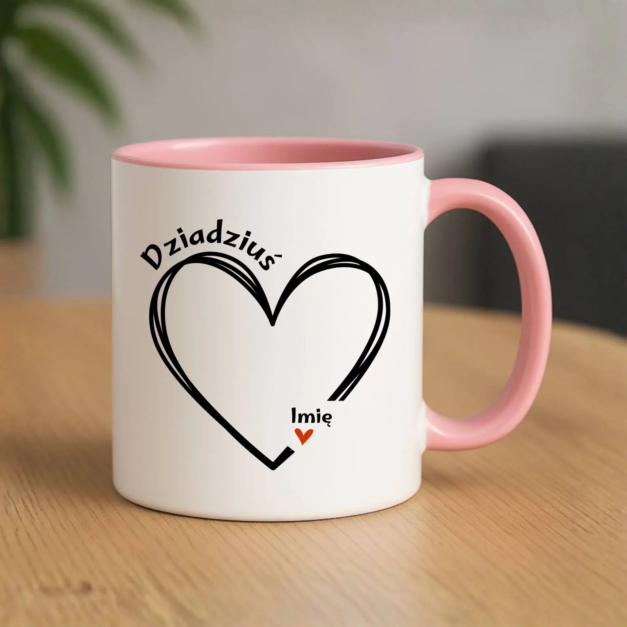 Kubek dla dziadka - Serce z imionami wnuków 1-7 - personalizowany D26 - StoryCups.pl