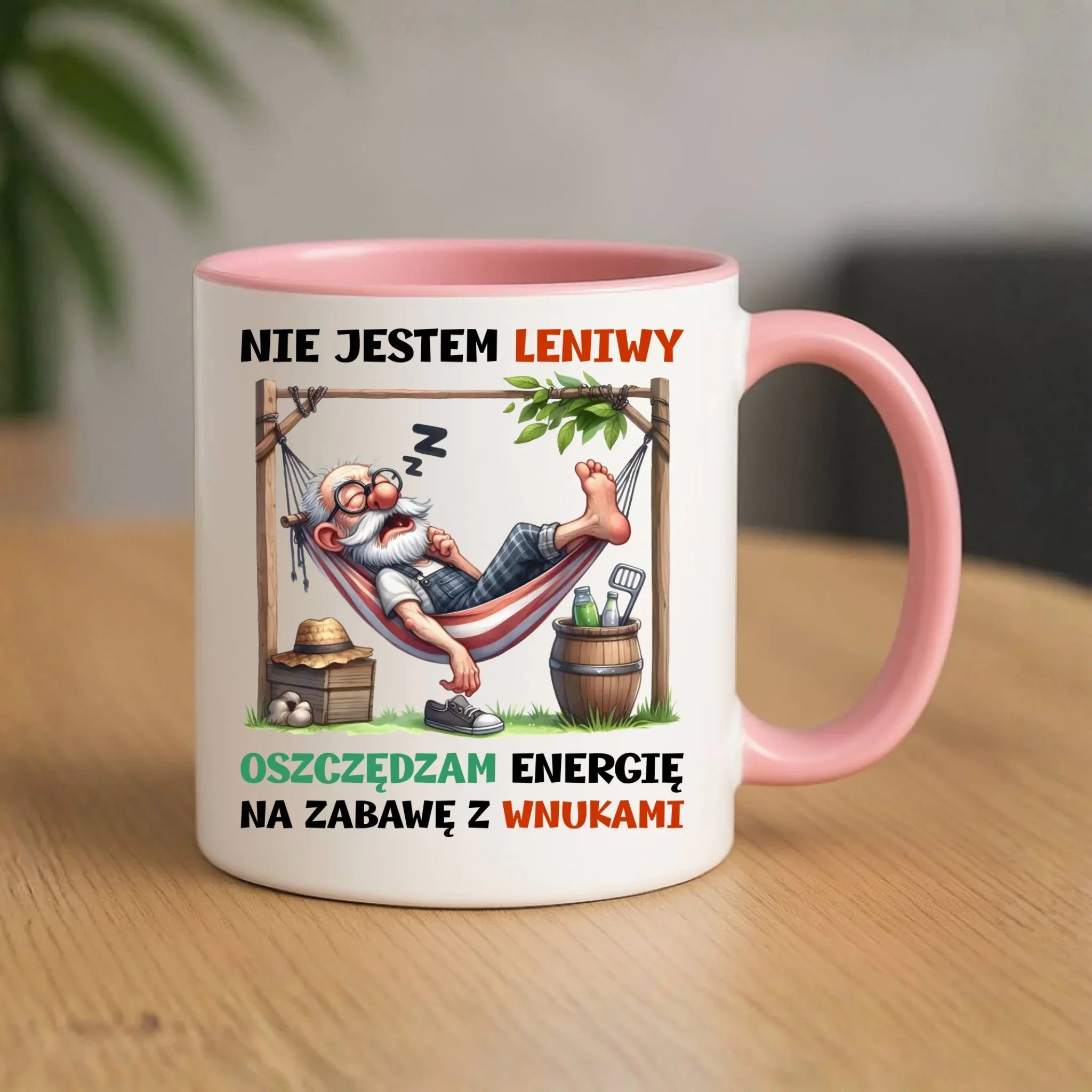 Kubek dla dziadka - Nie jestem leniwy oszczędzam energię D39 - StoryCups.pl