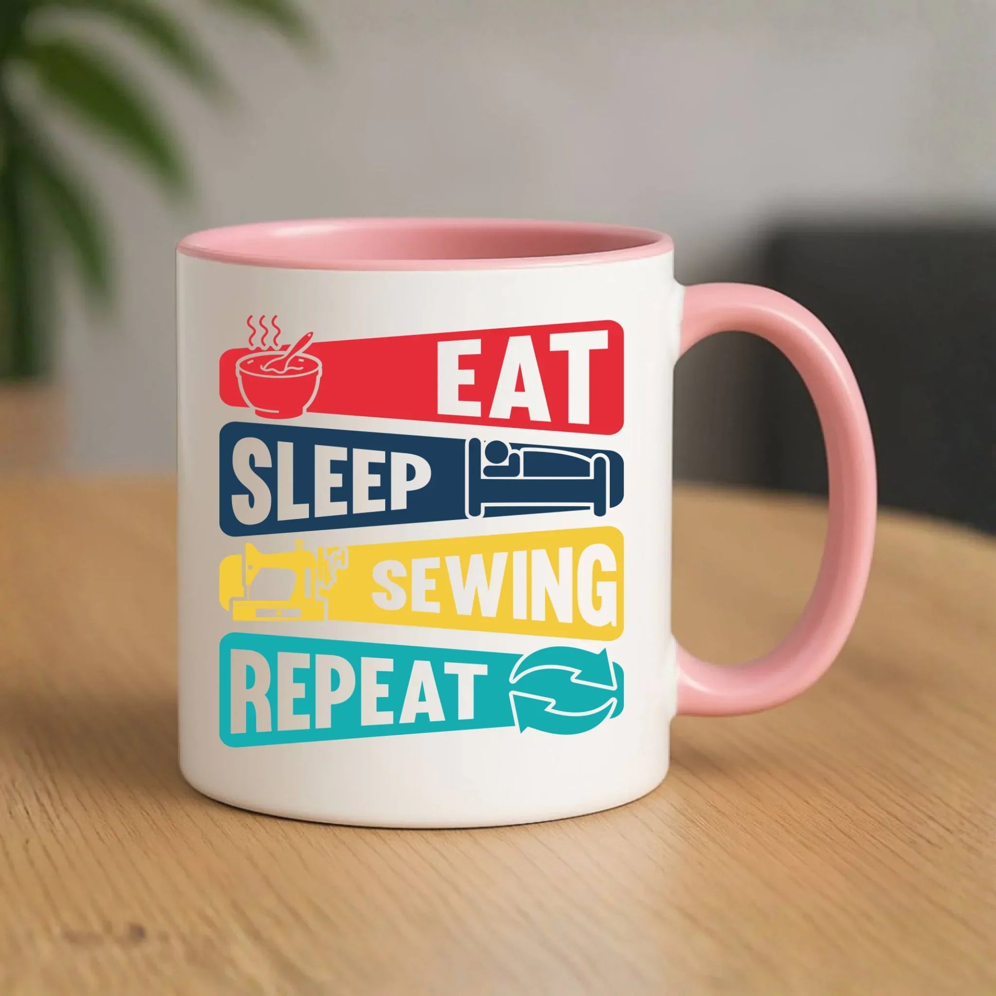 Kubek szyciowy dla krawcowej – Eat sleep sewing repeat HS21 - StoryCups.pl