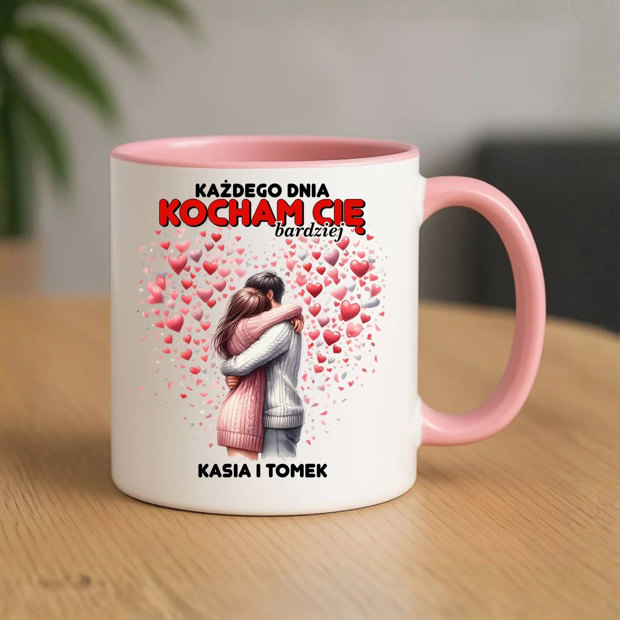 Kubek dla par - Każdego dnia kocham Cię bardziej - personalizowany W09 - StoryCups.pl