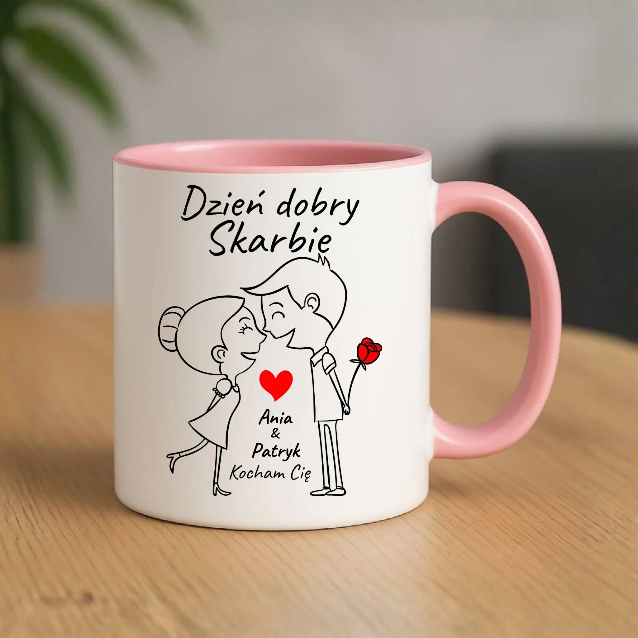 Kubek dla par - Dzień dobry Skarbie - personalizowany W15 - StoryCups.pl