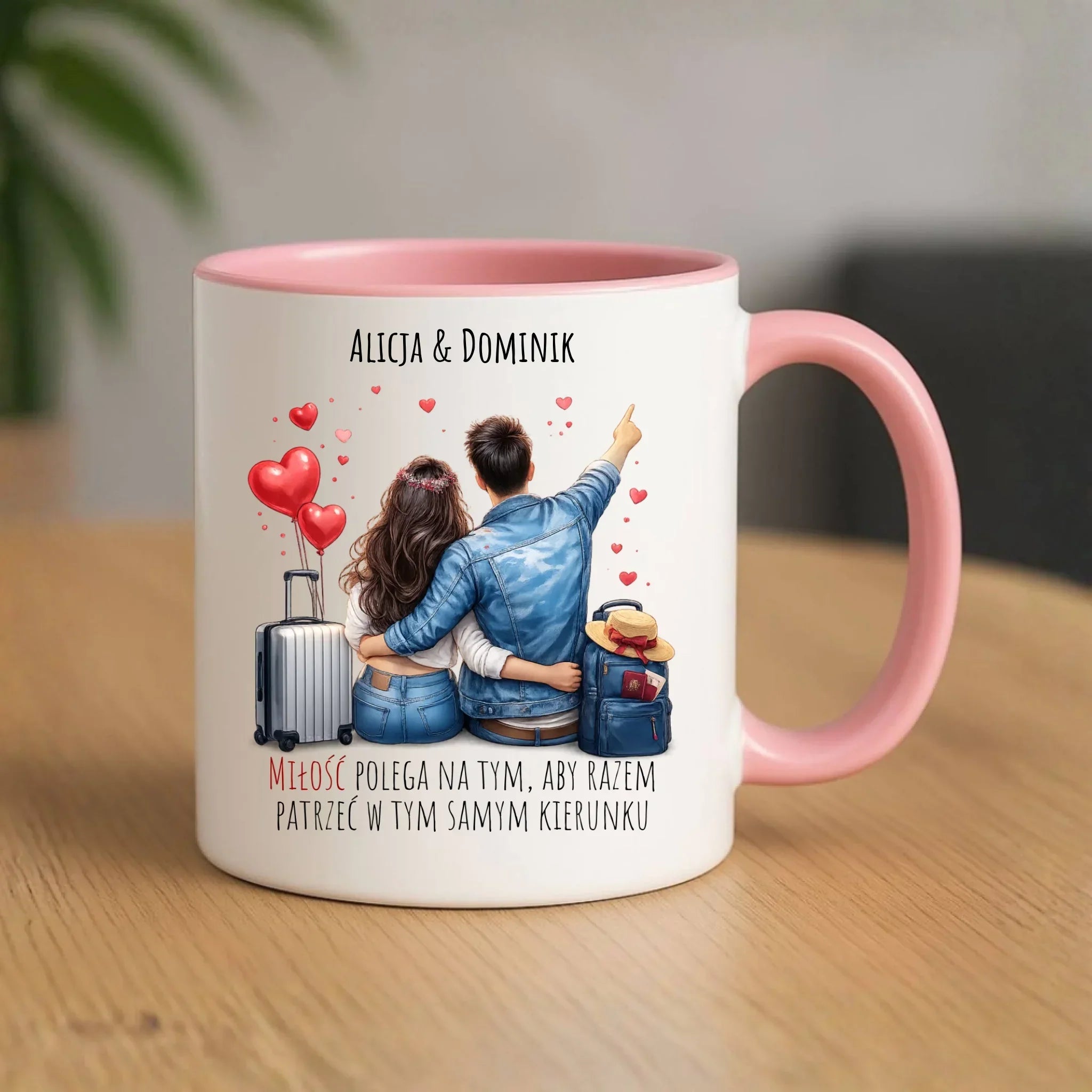 Kubek dla par - Para w podróży miłość - personalizowany W12 - StoryCups.pl