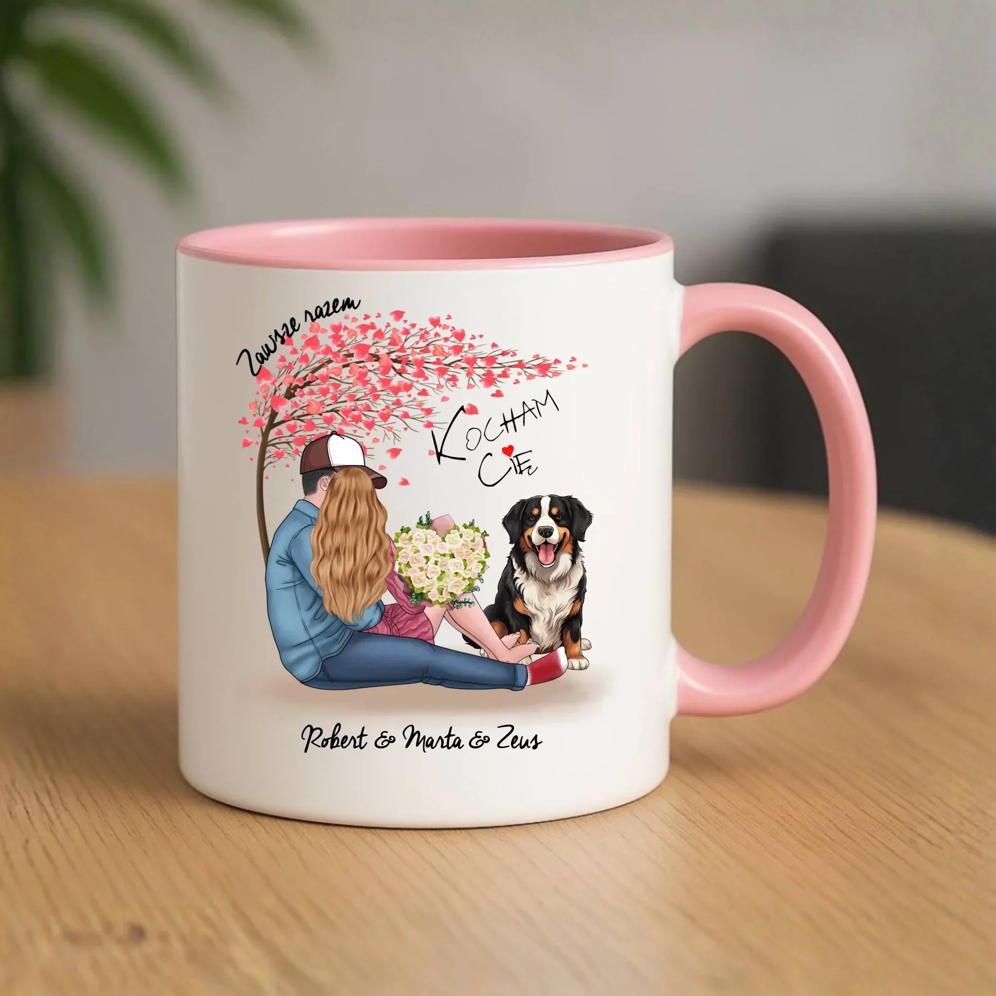 Kubek dla par + Berneńczyk - Zawsze razem - personalizowany W04A - StoryCups.pl