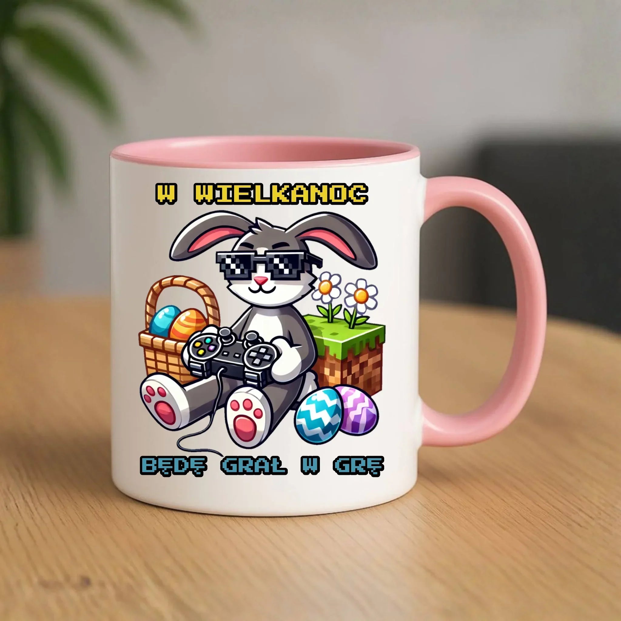 Kubek Wielkanocny - Zajączek w stylu Minecraft Gamer WN22 - StoryCups.pl