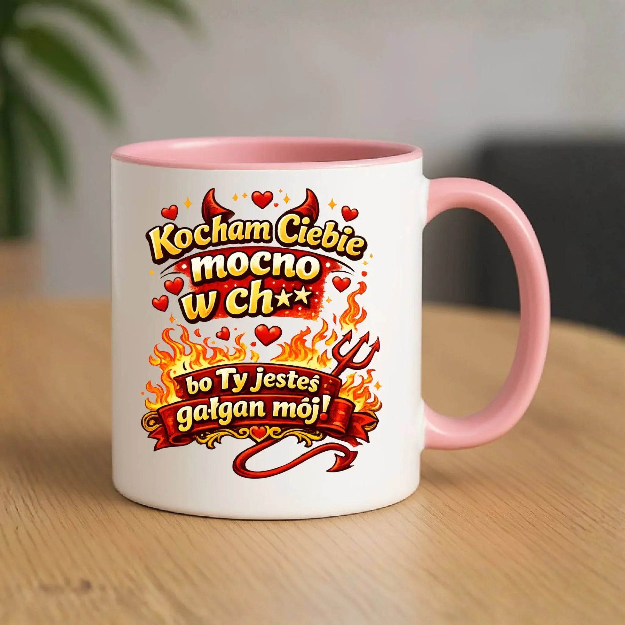 Kubek dla par - Kocham Ciebie mocno w ch** bo Ty jesteś gałgan mój W82 - StoryCups.pl