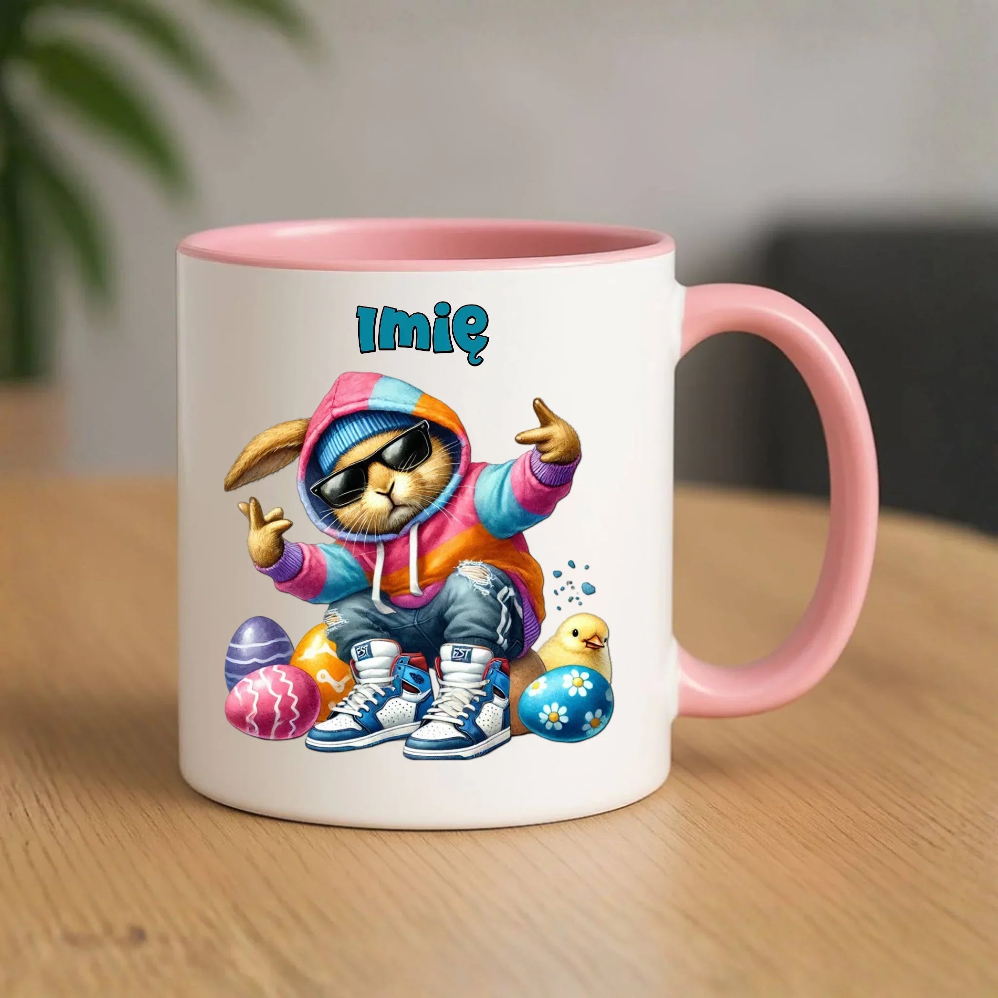 Kubek na Wielkanoc - Sigma Zając w pisankach - Prezent personalizowany WN04 - StoryCups.pl