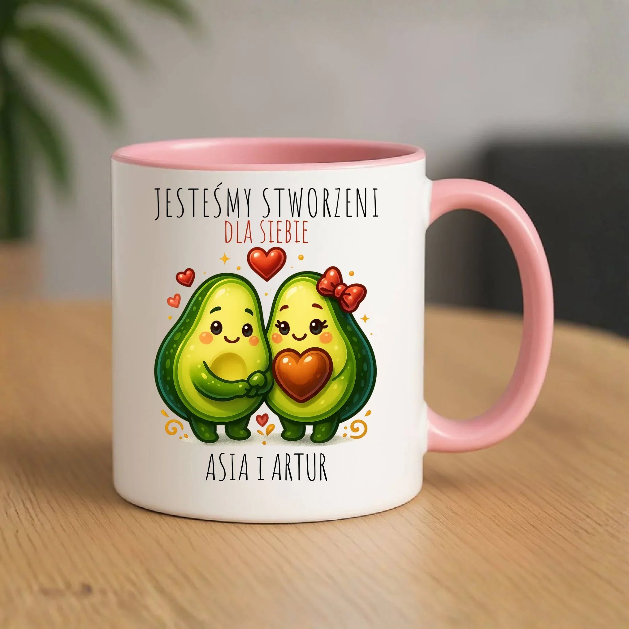 Kubek dla par - Awokado Stworzeni dla siebie - personalizowany W91 - StoryCups.pl