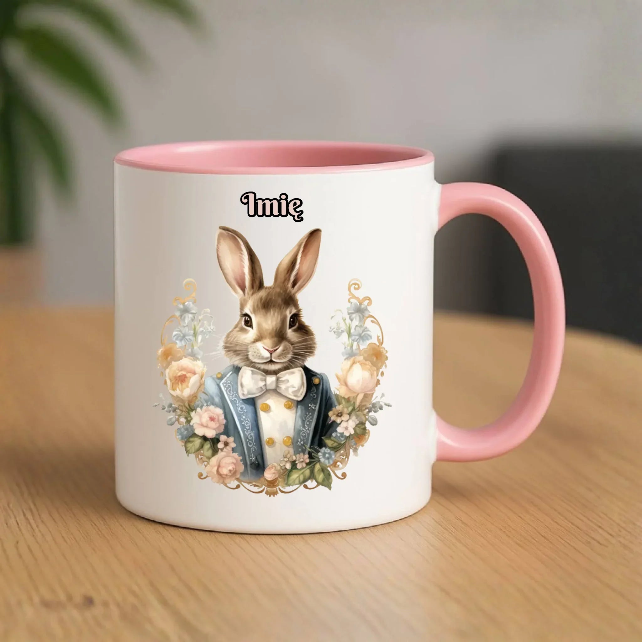 Kubek na Wielkanoc - Elegancki Pan Zając - Prezent personalizowany WN06 - StoryCups.pl