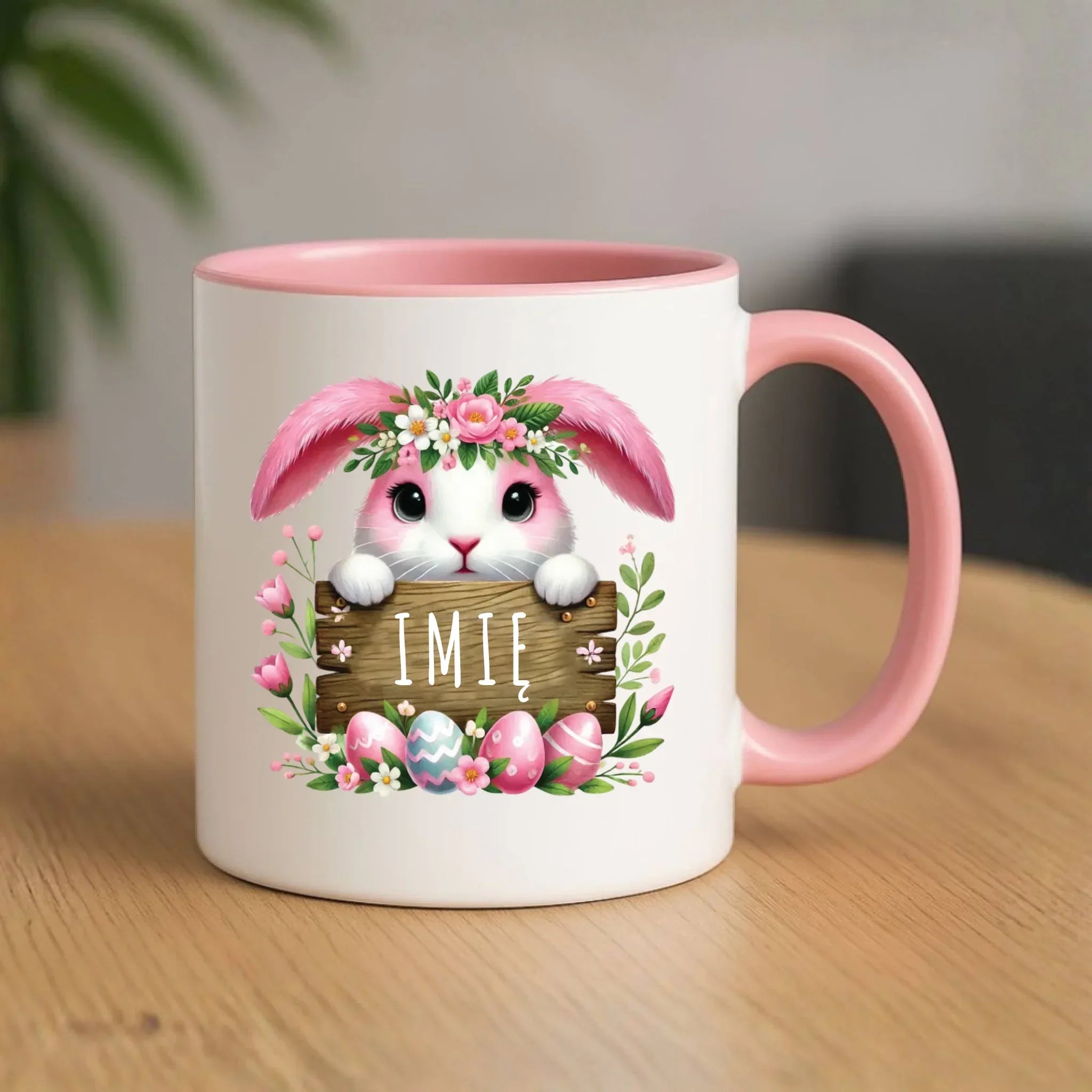 Kubek na Wielkanoc - Słodki Różowy Zajączek - Prezent personalizowany WN07 - StoryCups.pl