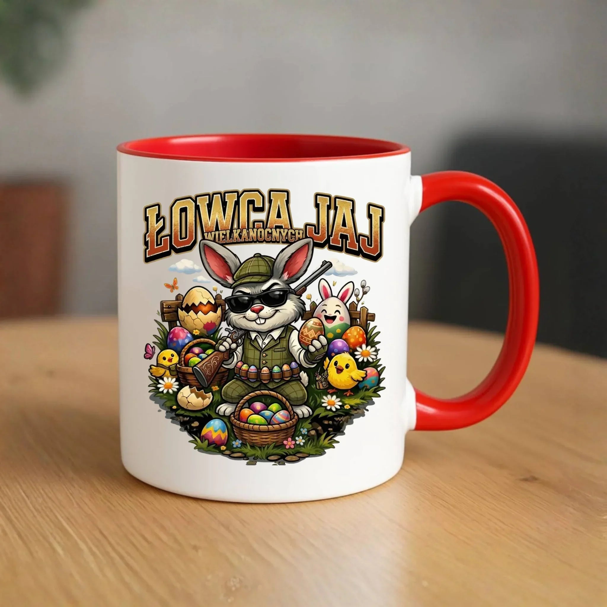 Kubek wielkanocny - Zając Łowca Jaj WN12 - StoryCups.pl