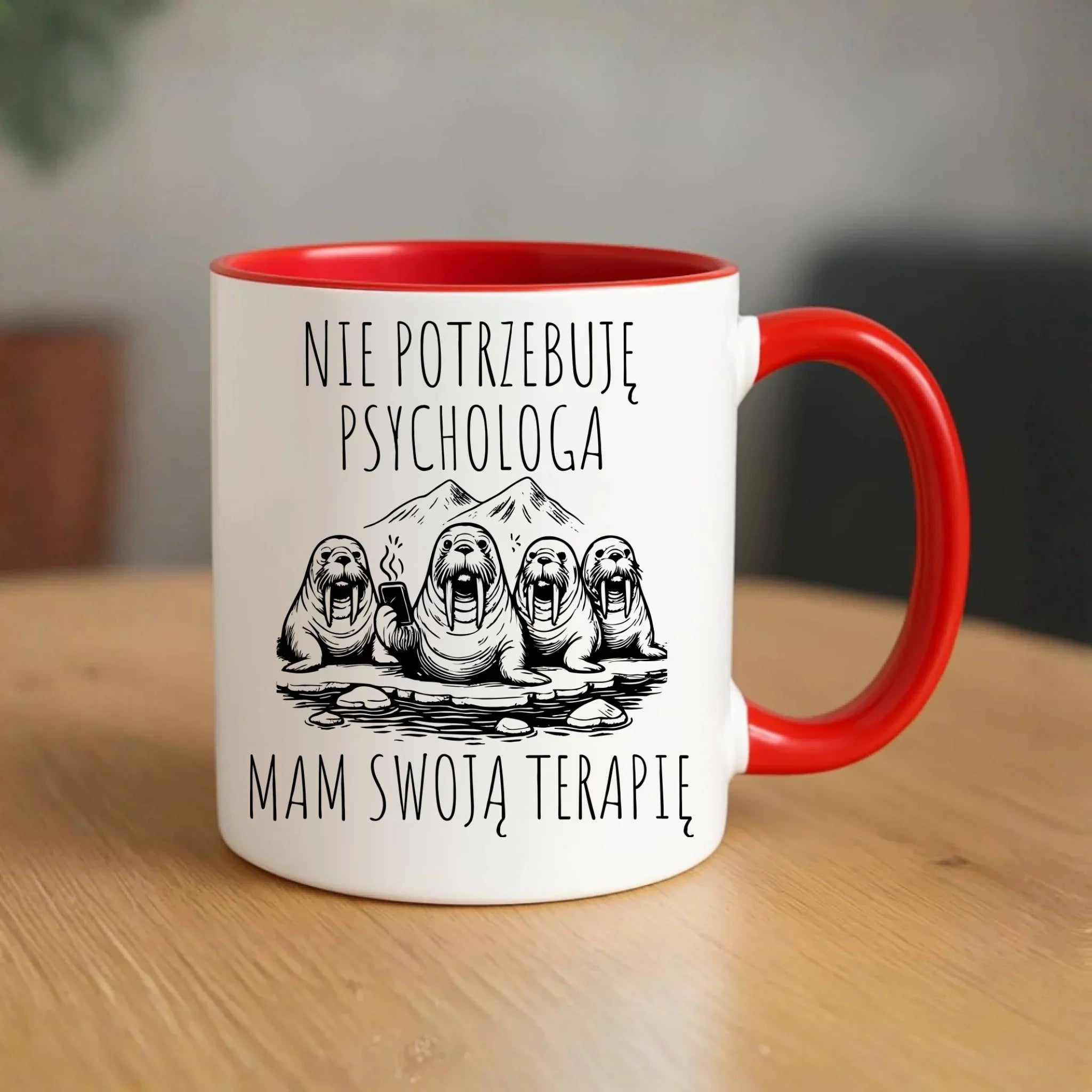 Kubek - prezent dla morsa - Nie potrzebuję psychologa HM14 - StoryCups.pl