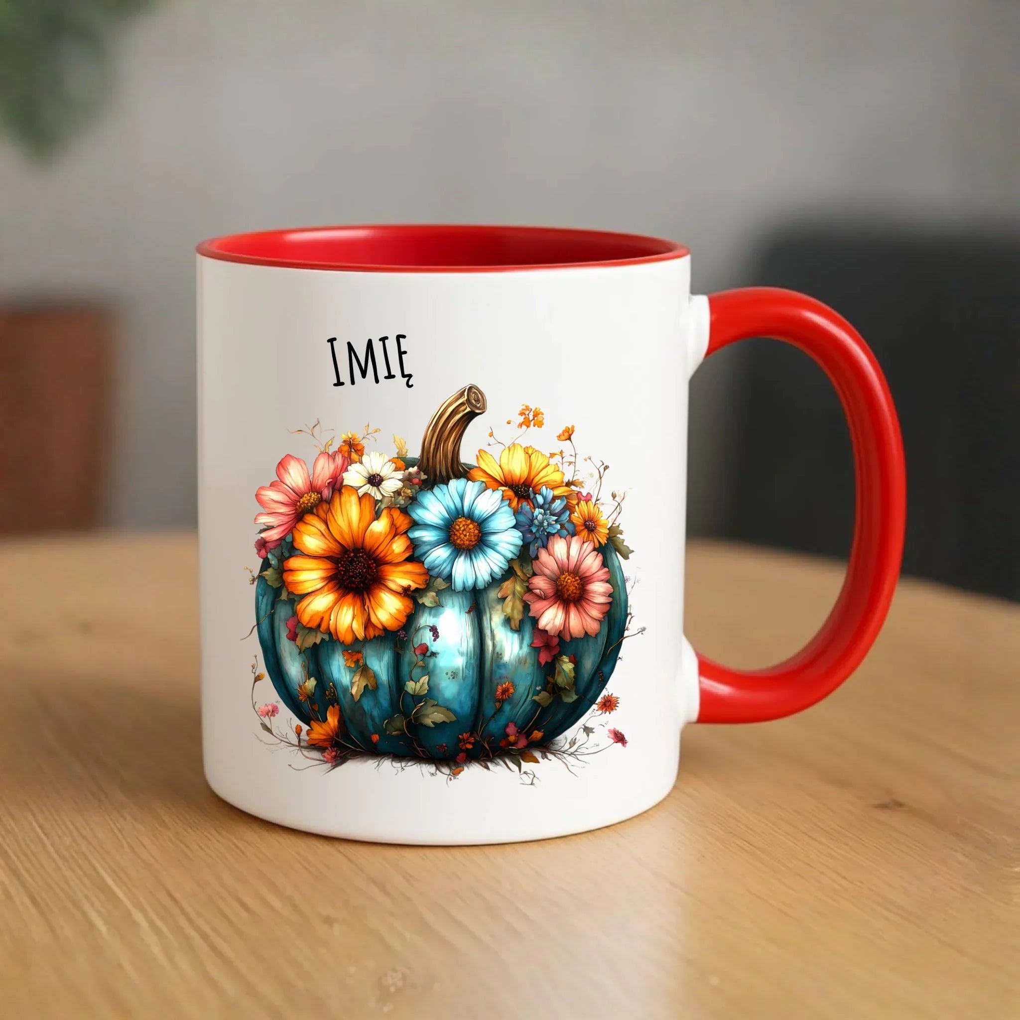Kubek jesienny - Kwiatowa dynia - personalizowany JS27 - StoryCups.pl