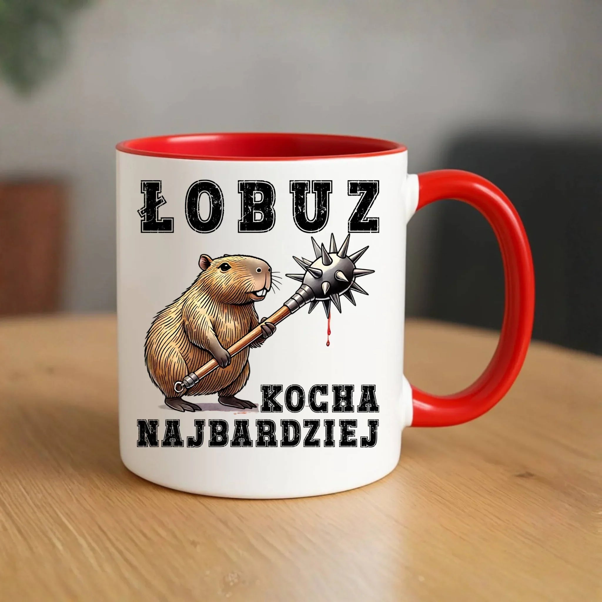 Kubek - prezent dla chłopaka - Łobuz kapibara z maczugą DCH17 - StoryCups.pl