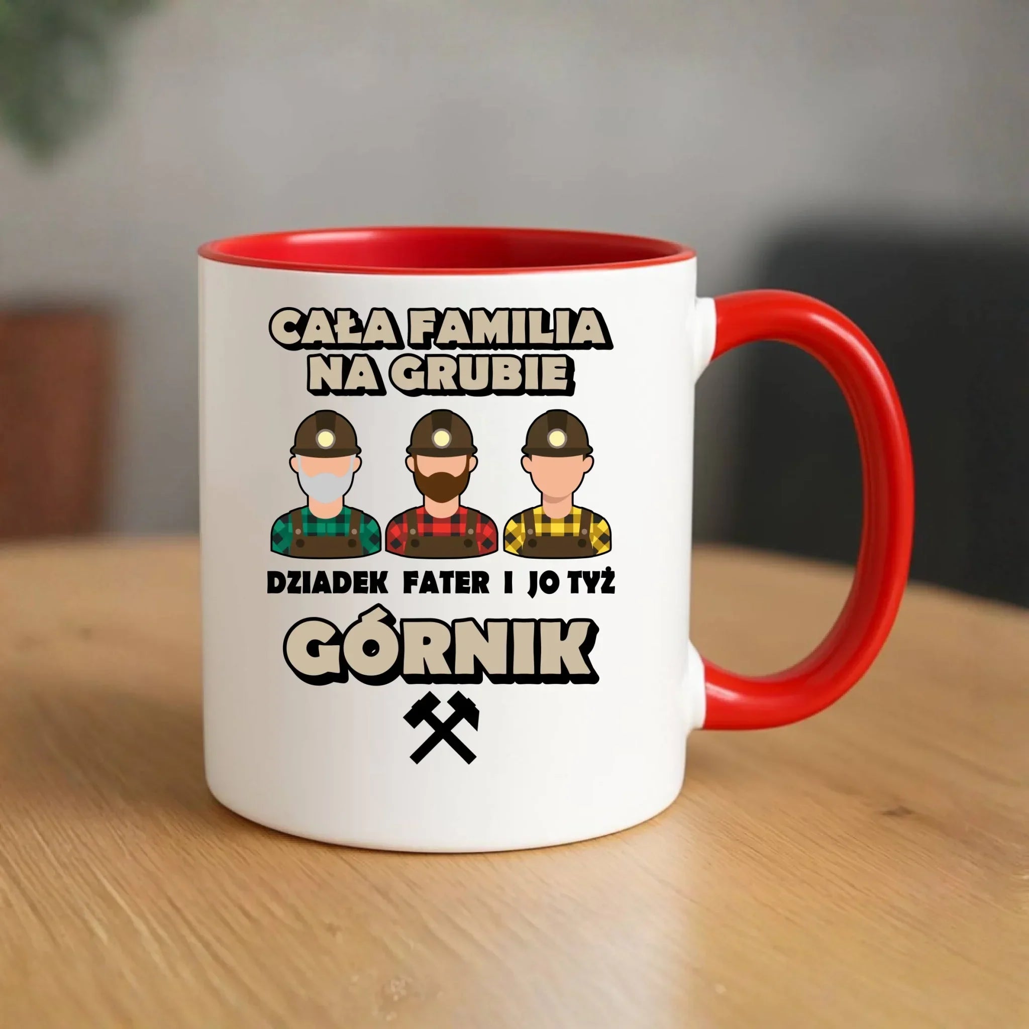 Kubek - prezent dla górnika - Cała familia na grubie dziadek fater i jo tyż górnik G10 - StoryCups.pl