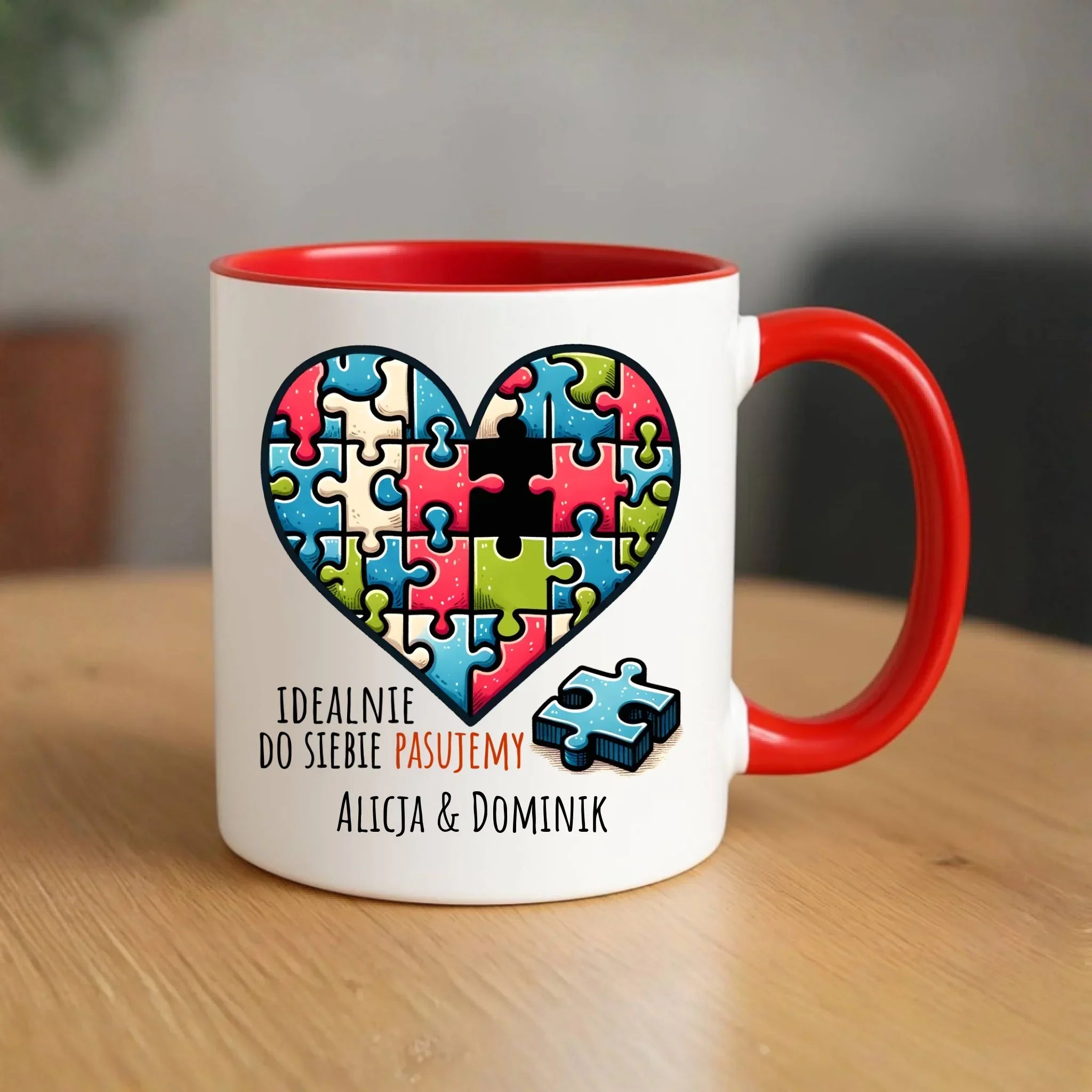 Kubek dla par - Idealnie do siebie pasujemy - personalizowany W44 - StoryCups.pl