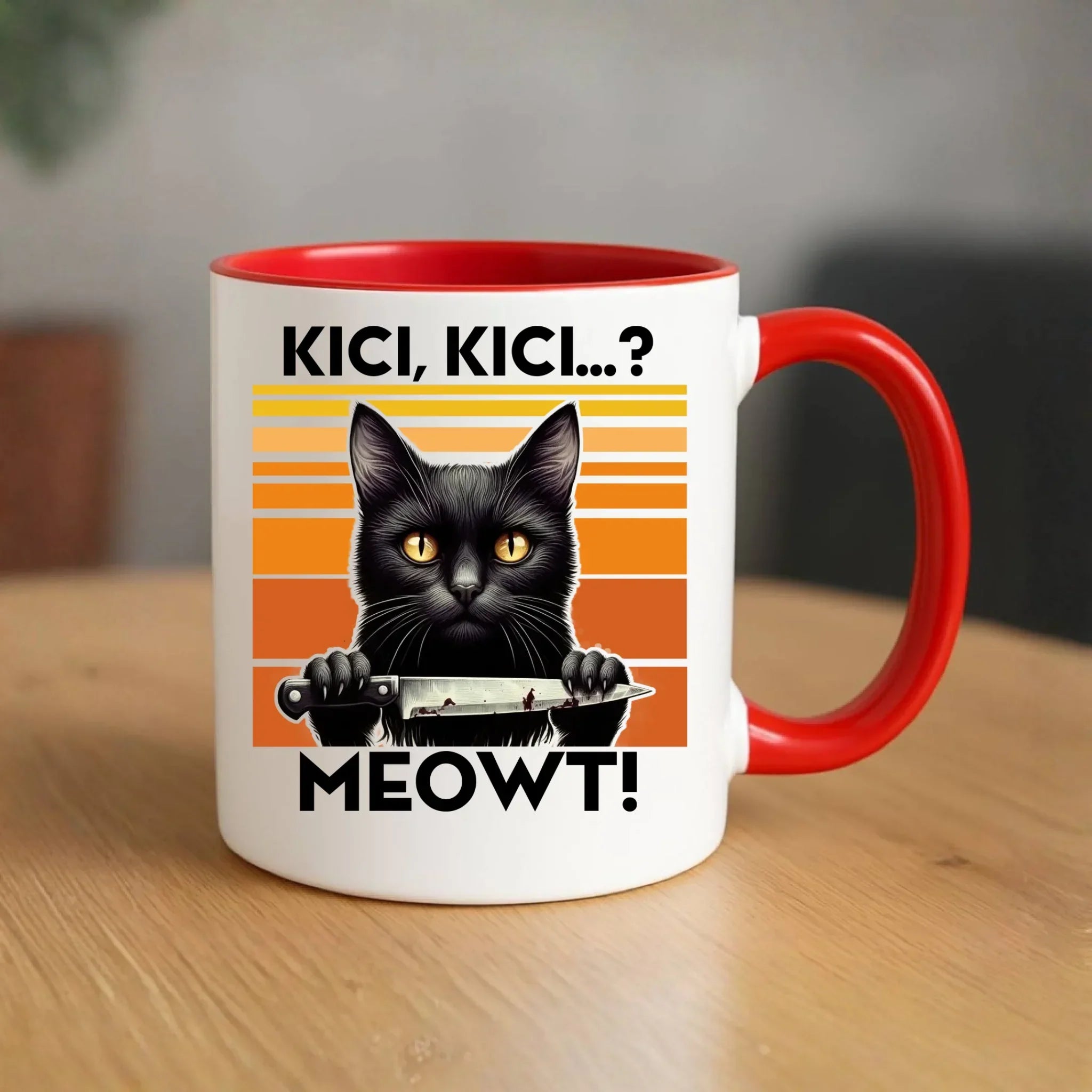 Kubek - Kot z nożem - Kici, kici... MEOWT! HL17 - StoryCups.pl
