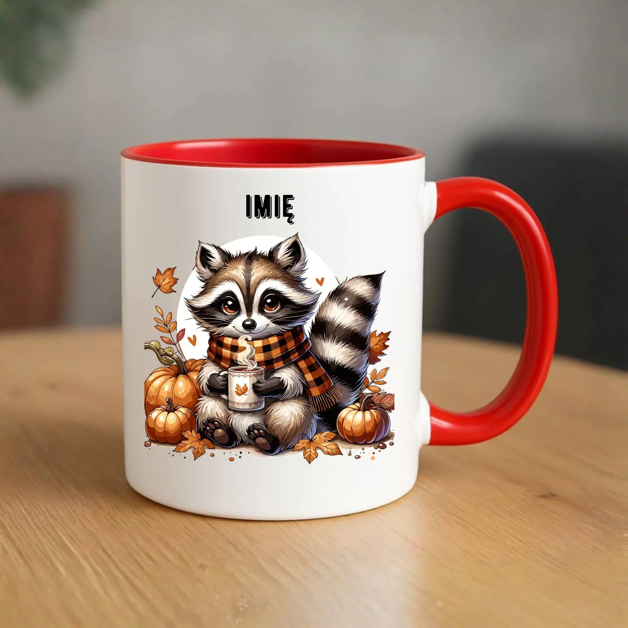 Kubek jesienny – Szop z kawą i dyniami - personalizowany JS16 - StoryCups.pl