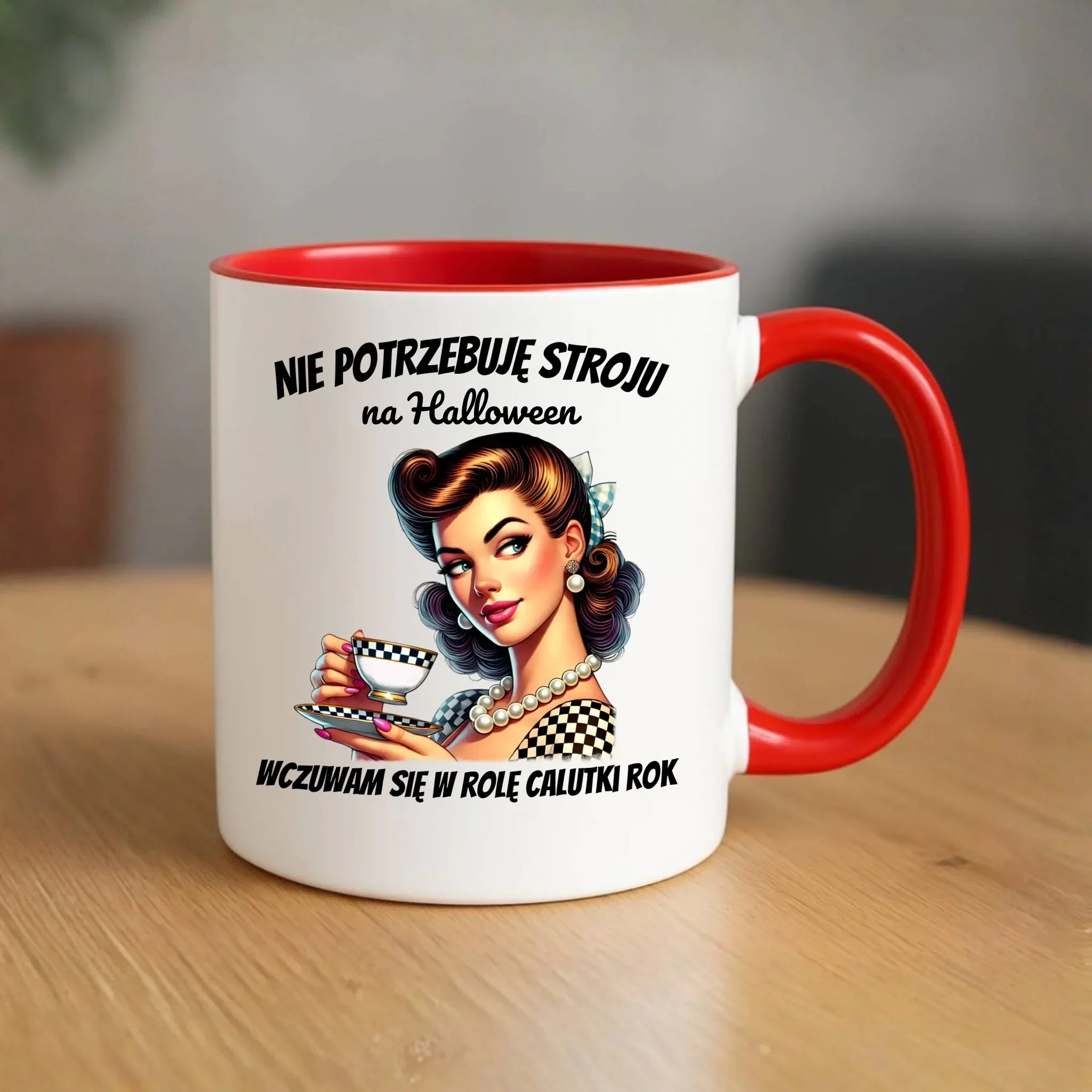 Kubek retro pin-up girl – Nie potrzebuję stroju na Halloween HL29 - StoryCups.pl