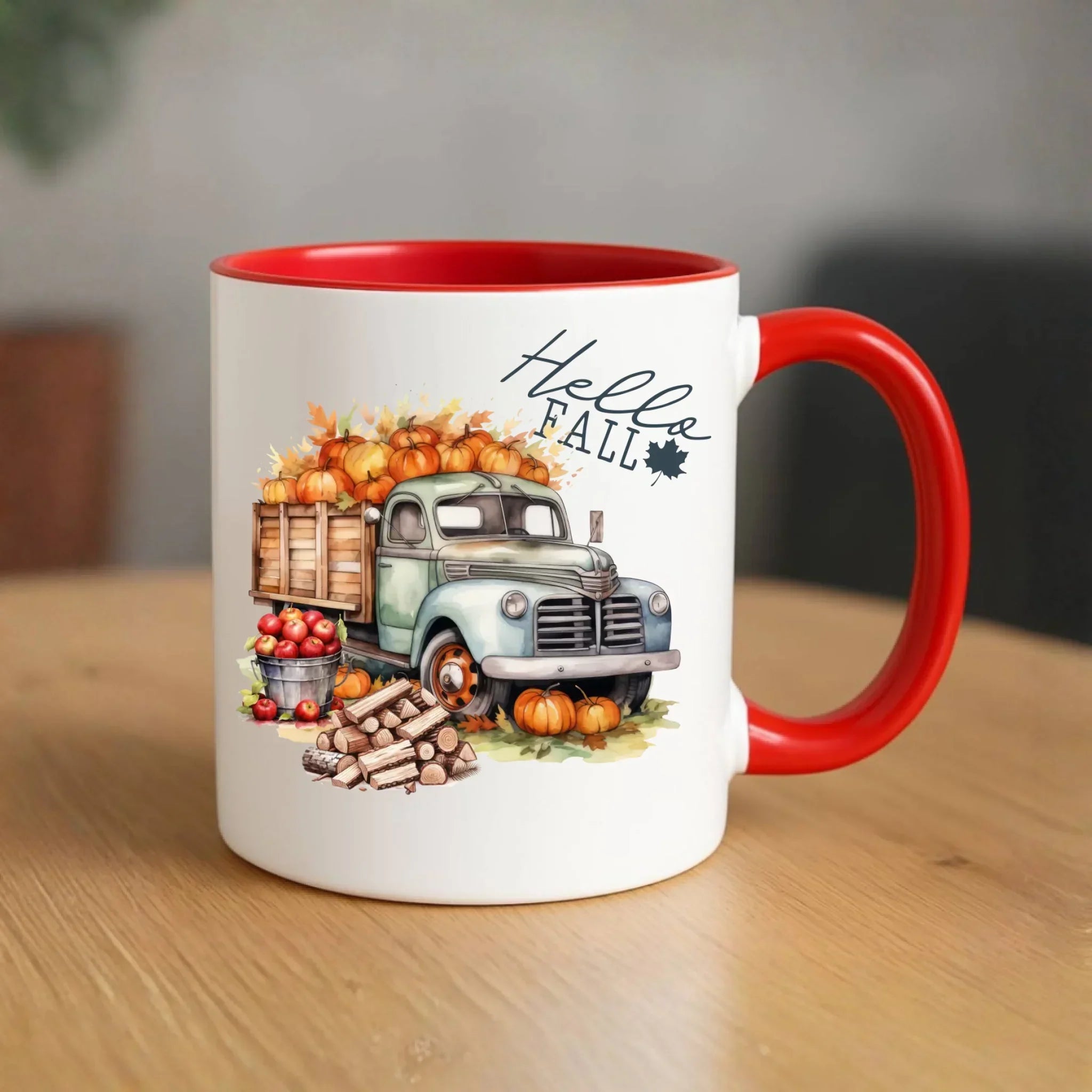 Kubek jesień – Hello Fall ciężarówka z dyniami JS08 - StoryCups.pl