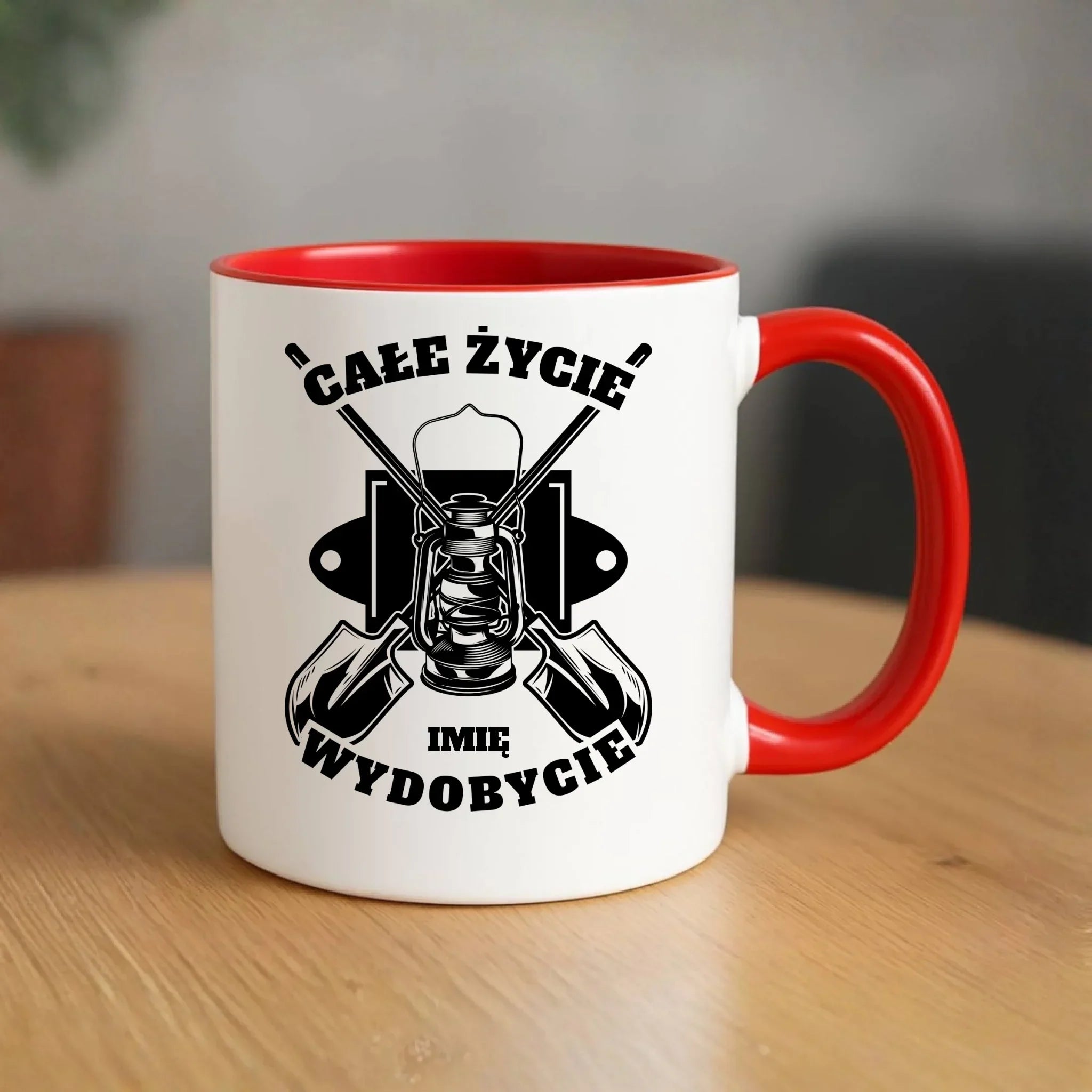 Kubek - prezent dla górnika - Całe życie wydobycie - personalizowany G01 - StoryCups.pl