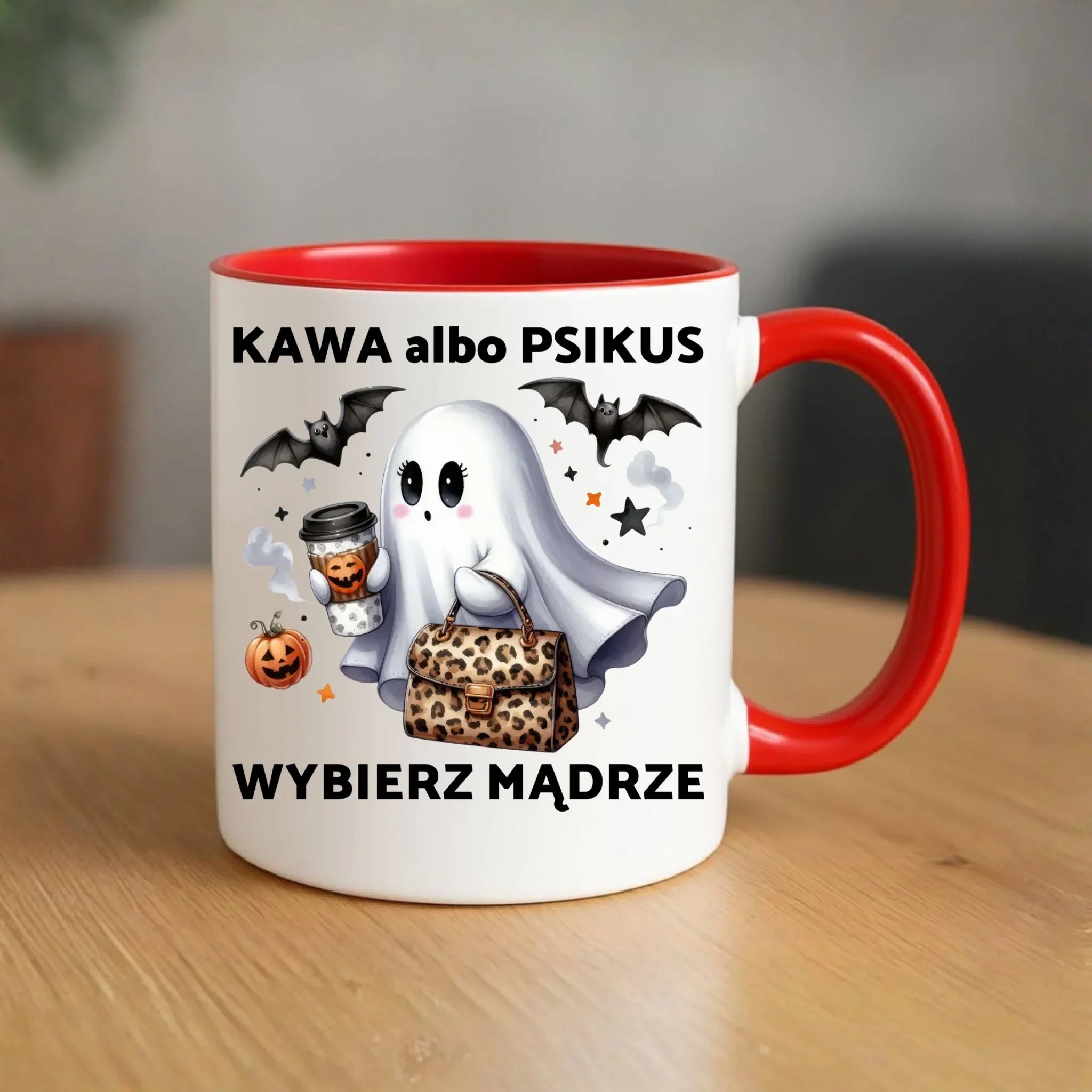 Kubek halloweenowy - Duch - Kawa albo psikus HL07 - StoryCups.pl