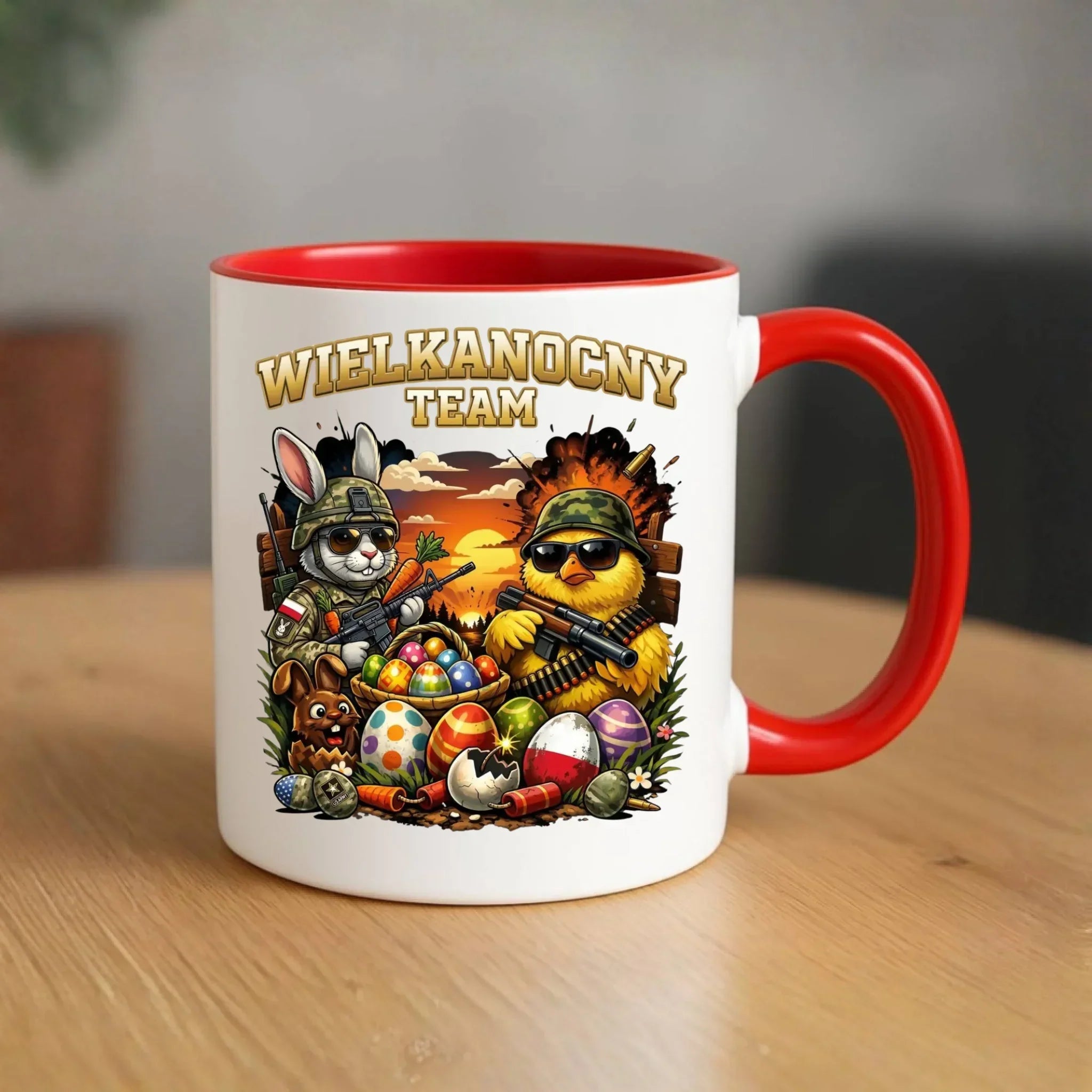 Kubek na Wielkanoc - Kurczak i zając armia Wielkanocny Team WN37 - StoryCups.pl