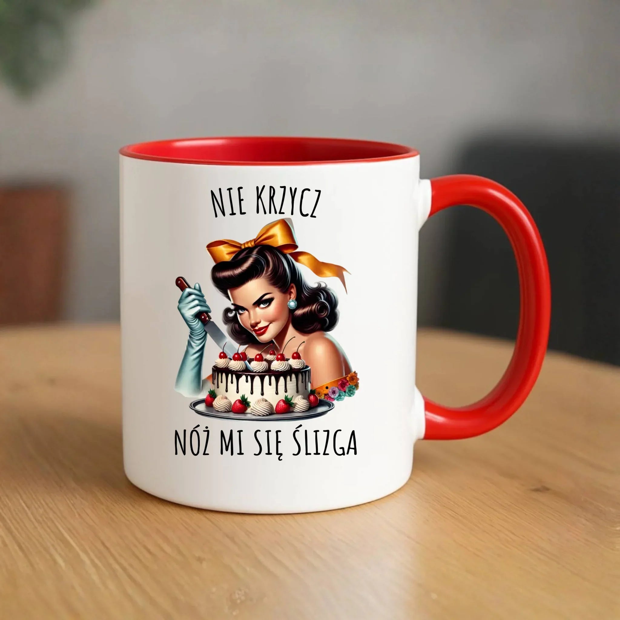 Kubek dla niej - Nie krzycz, nóż mi się ślizga - Czarny humor DZ22 - StoryCups.pl
