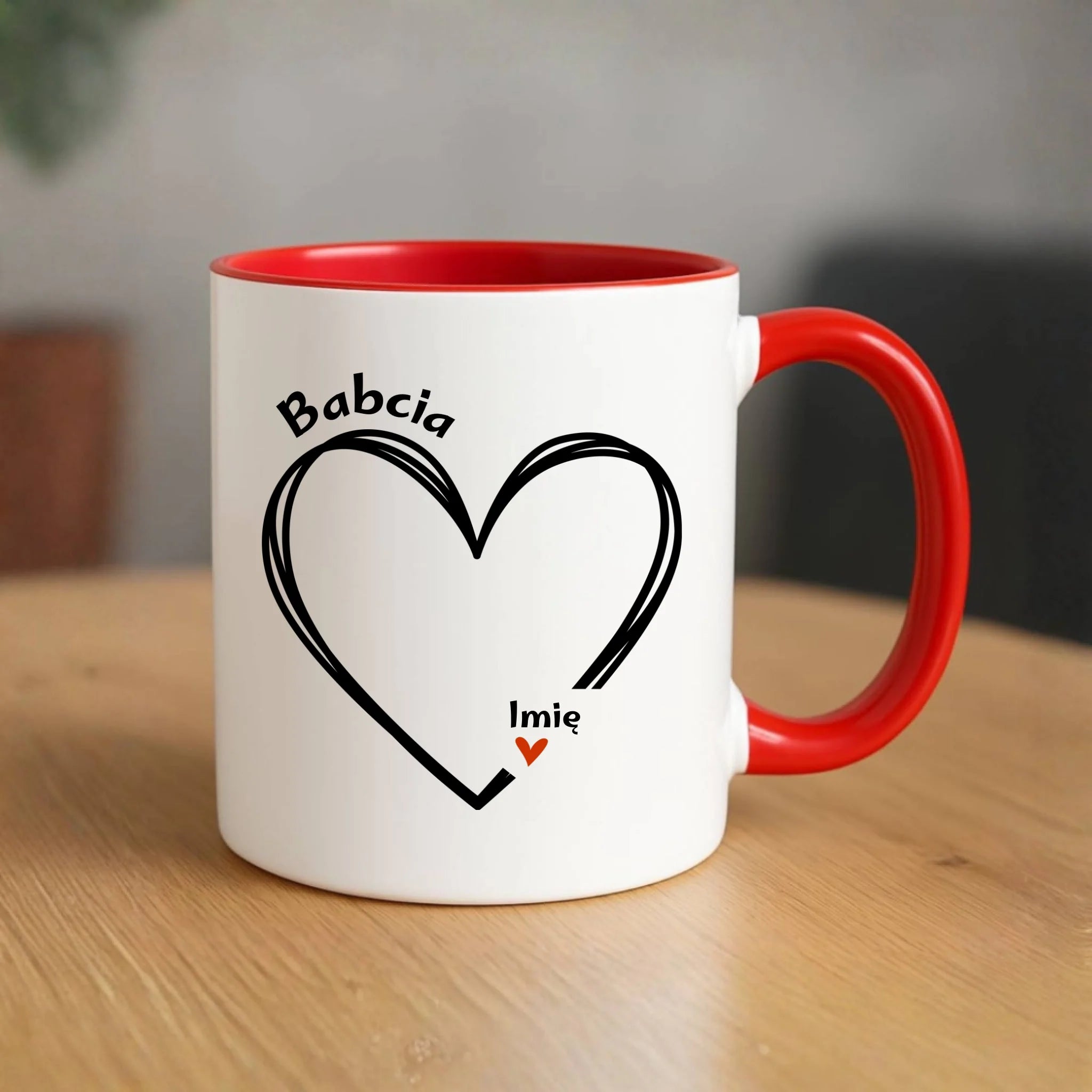 Kubek dla babci - Serce z imionami wnuków 1-7 - personalizowany B26