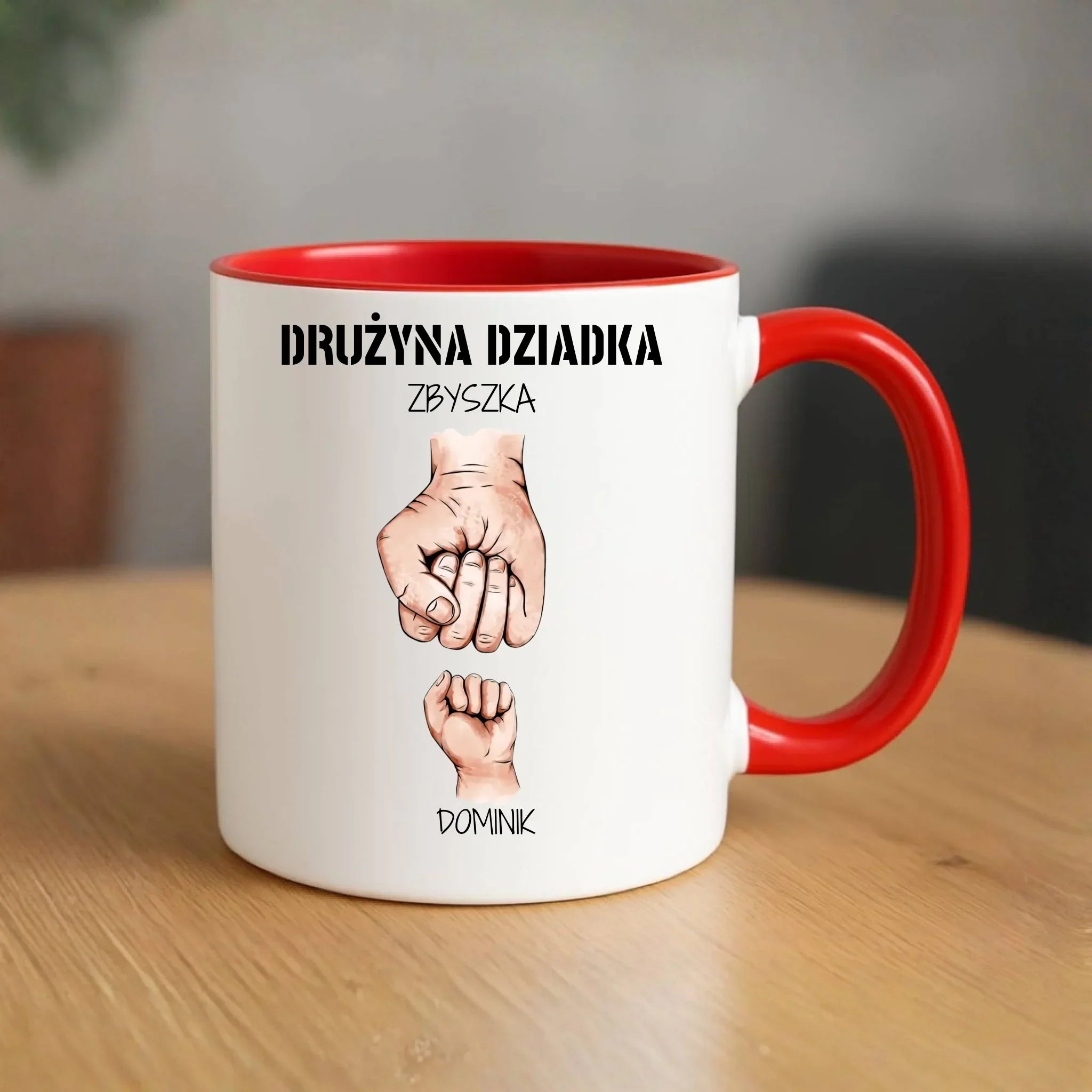 Kubek dla dziadka - Drużyna dziadka 1-6 imion wnuków - personalizowany D07 - StoryCups.pl