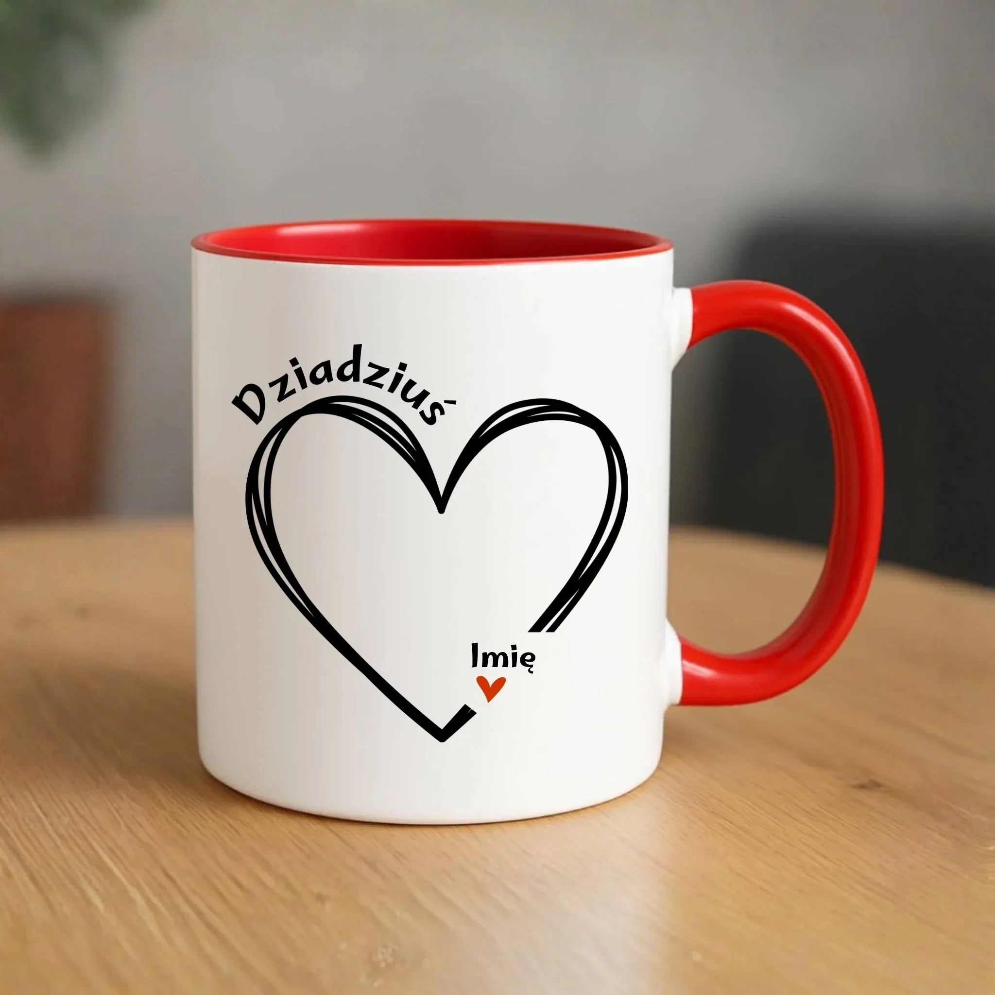 Kubek dla dziadka - Serce z imionami wnuków 1-7 - personalizowany D26 - StoryCups.pl