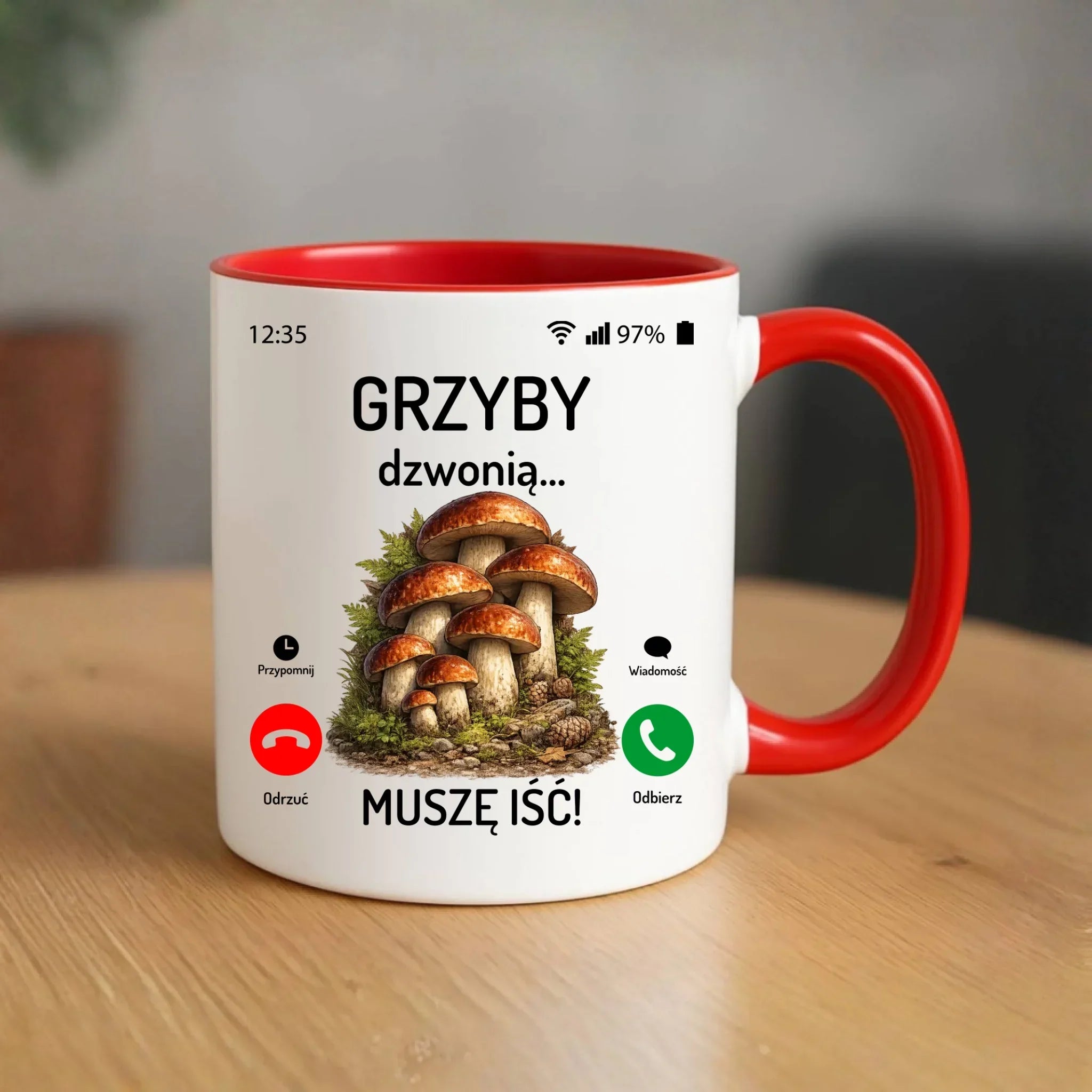 Kubek dla dziadka grzybiarza - Grzyby dzwonią muszę iść D36 - StoryCups.pl
