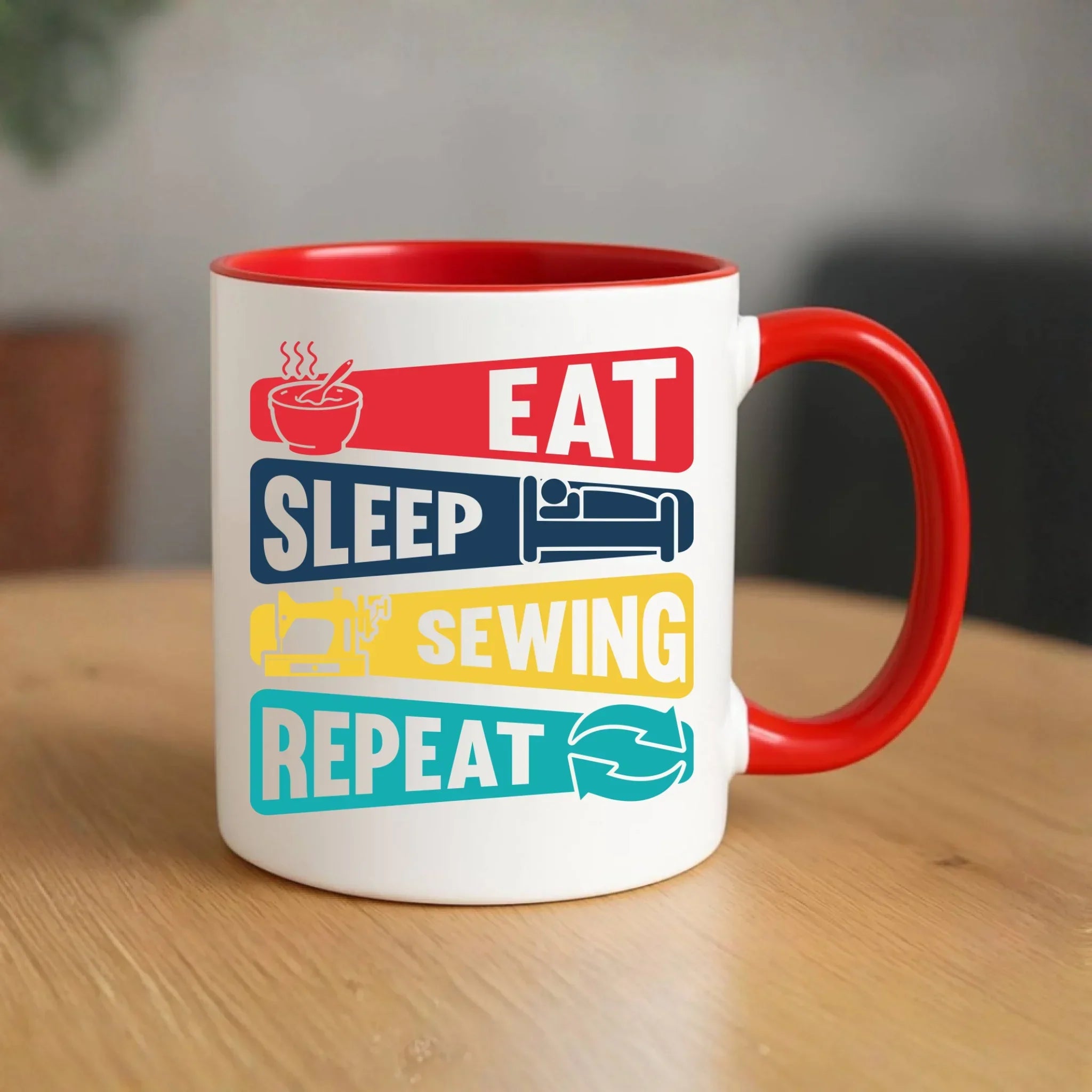Kubek szyciowy dla krawcowej – Eat sleep sewing repeat HS21 - StoryCups.pl