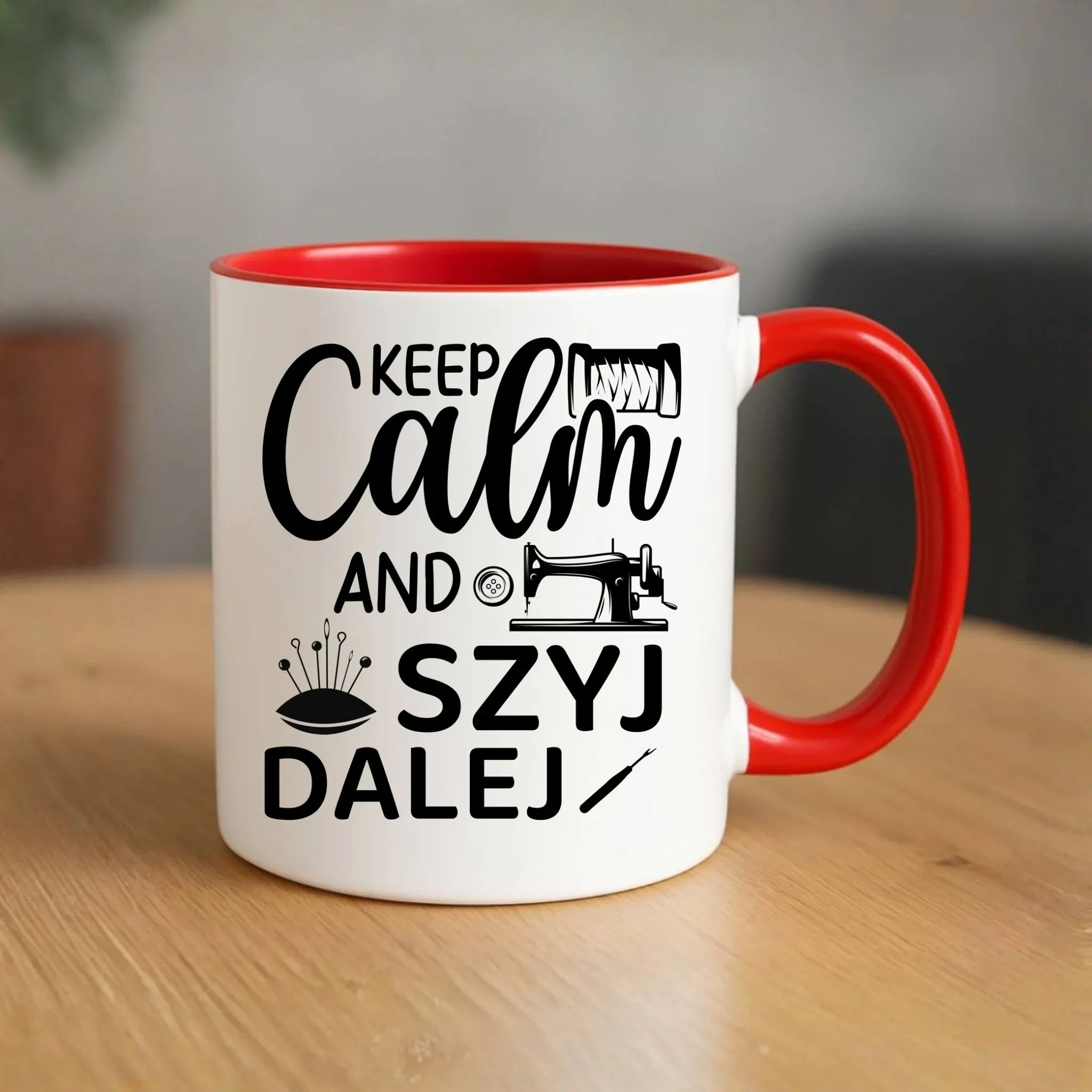 Kubek szyciowy dla krawcowej – KEEP CALM and SZYJ DALEJ HS31 - StoryCups.pl