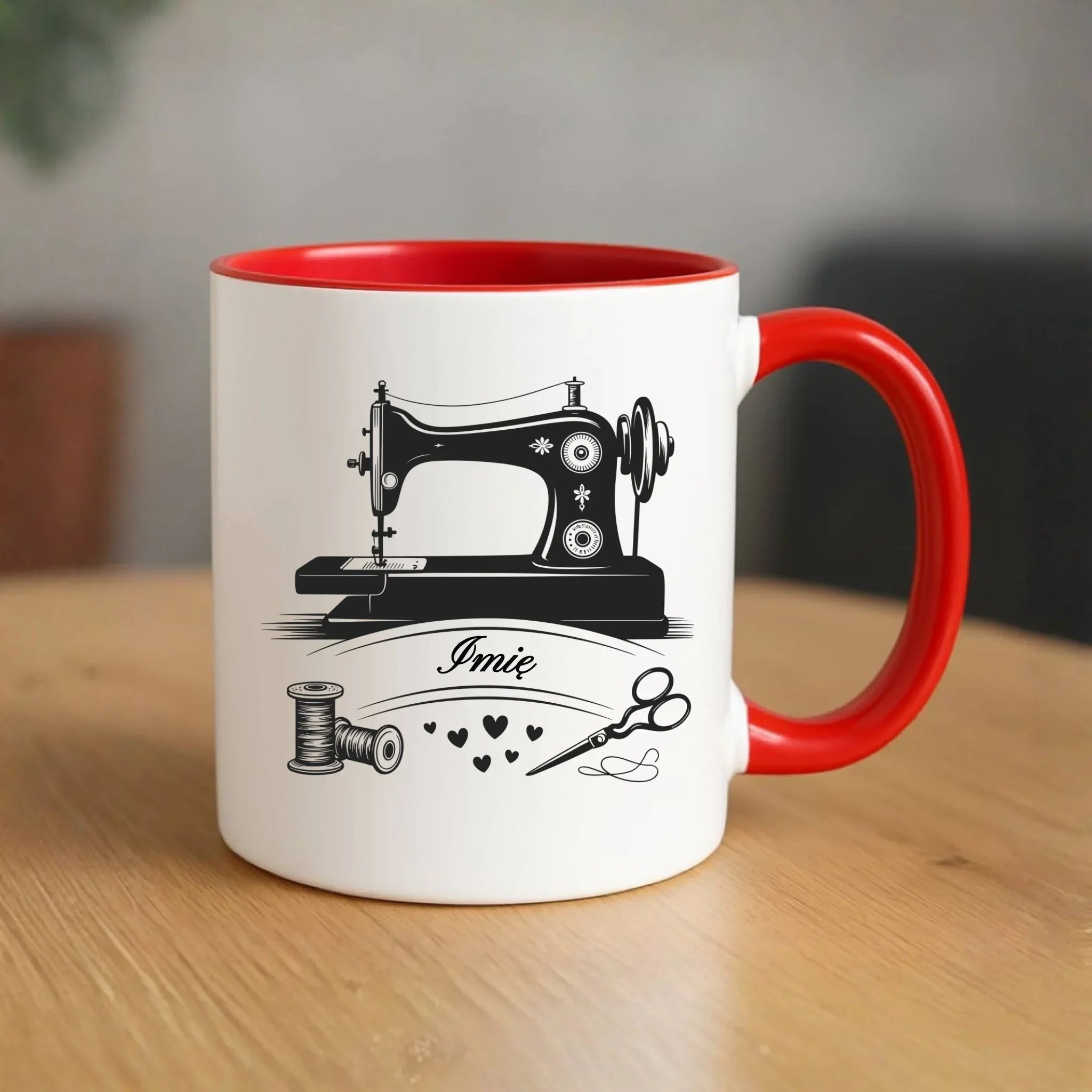 Kubek szyciowy dla krawcowej – Maszyna vintage- personalizowany HS34 - StoryCups.pl