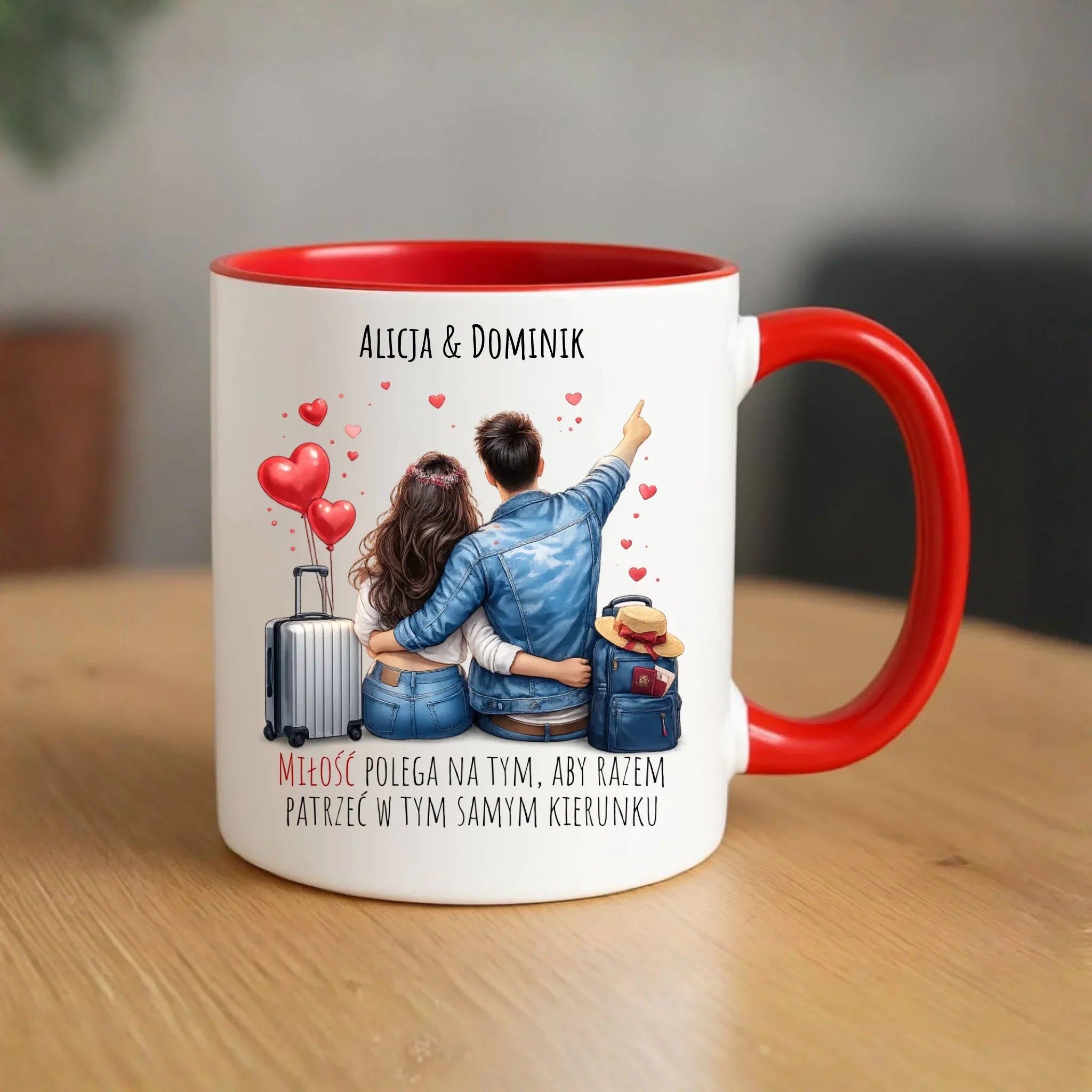 Kubek dla par - Para w podróży miłość - personalizowany W12 - StoryCups.pl