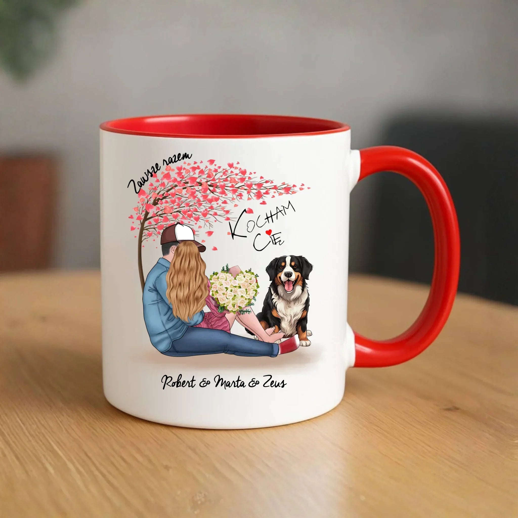 Kubek dla par + Berneńczyk - Zawsze razem - personalizowany W04A - StoryCups.pl