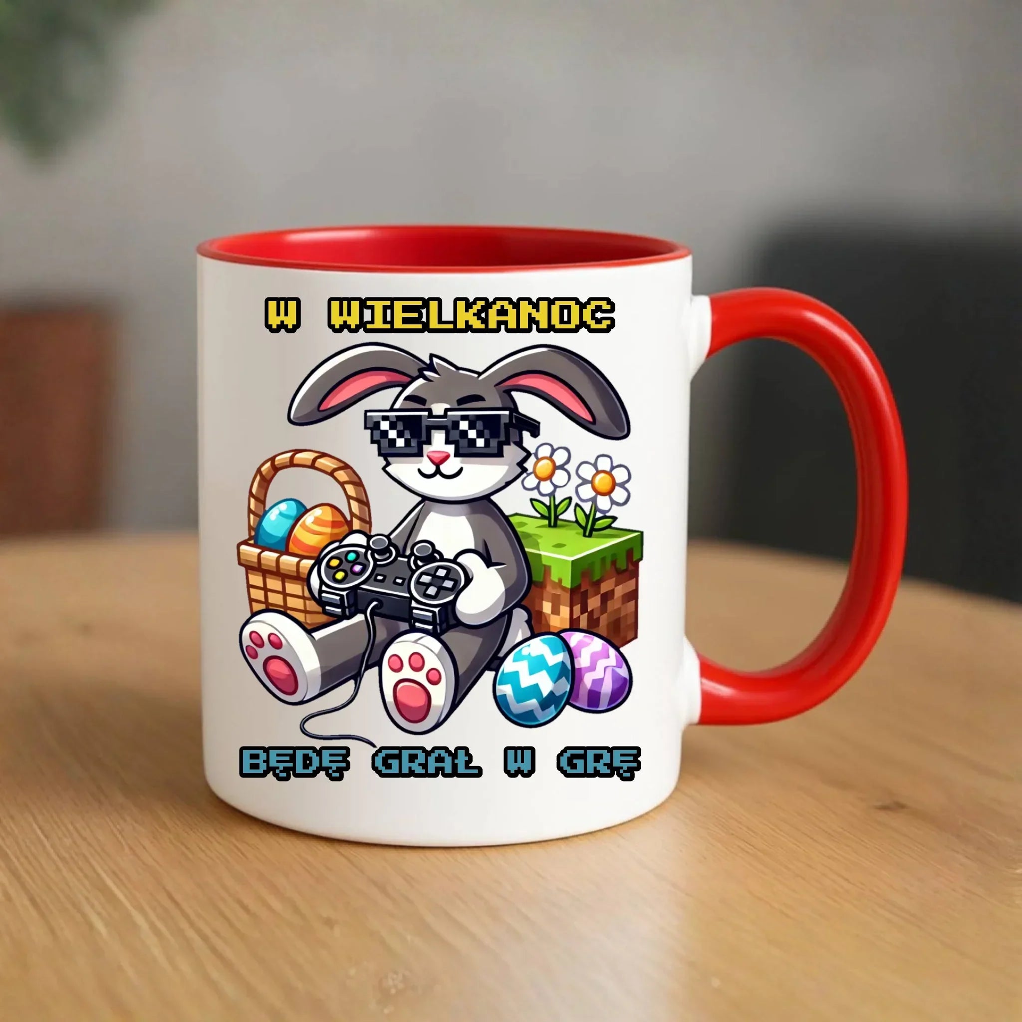Kubek Wielkanocny - Zajączek w stylu Minecraft Gamer WN22 - StoryCups.pl