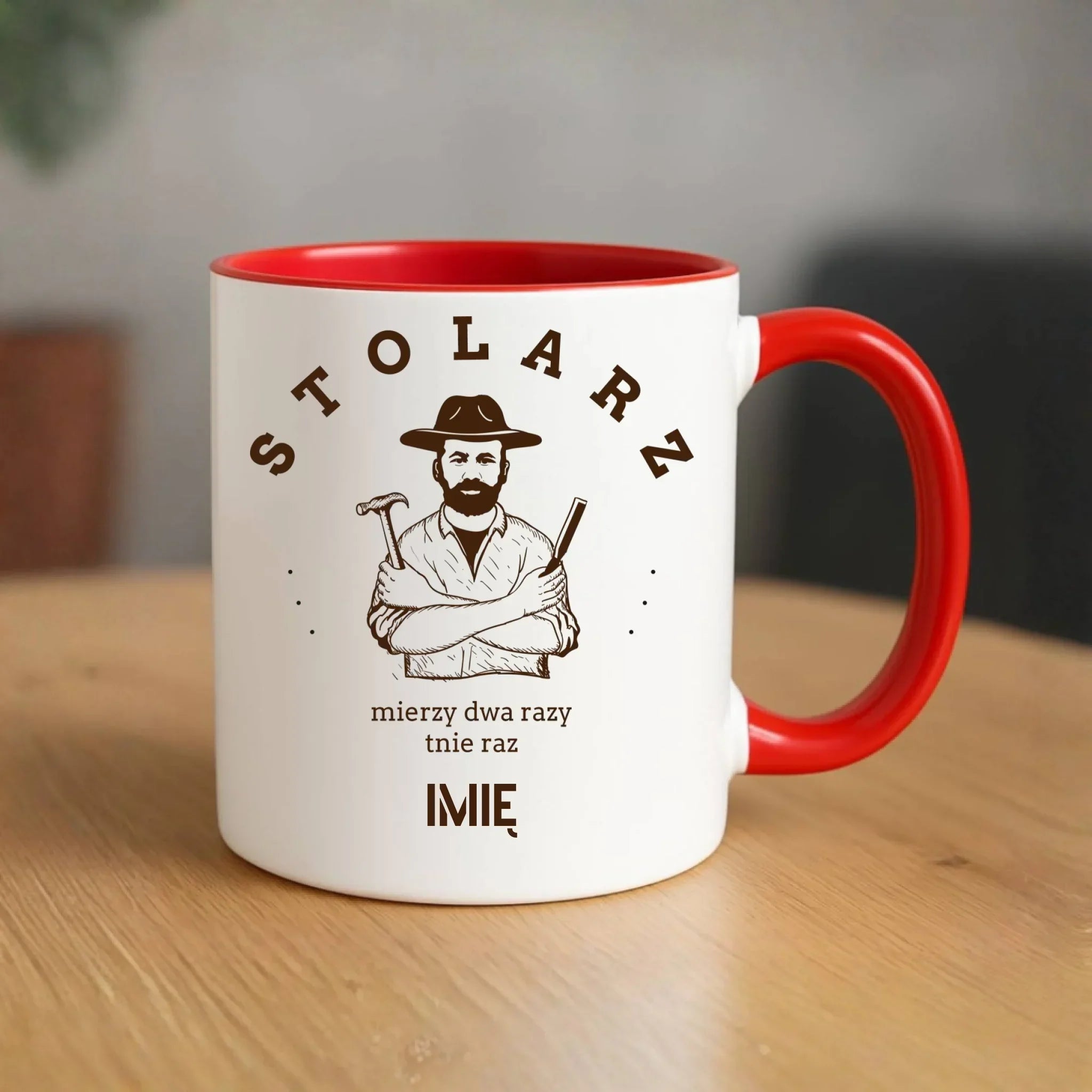Kubek dla stolarza - Mierzy dwa razy tnie raz - personalizowany ZS02 - StoryCups.pl