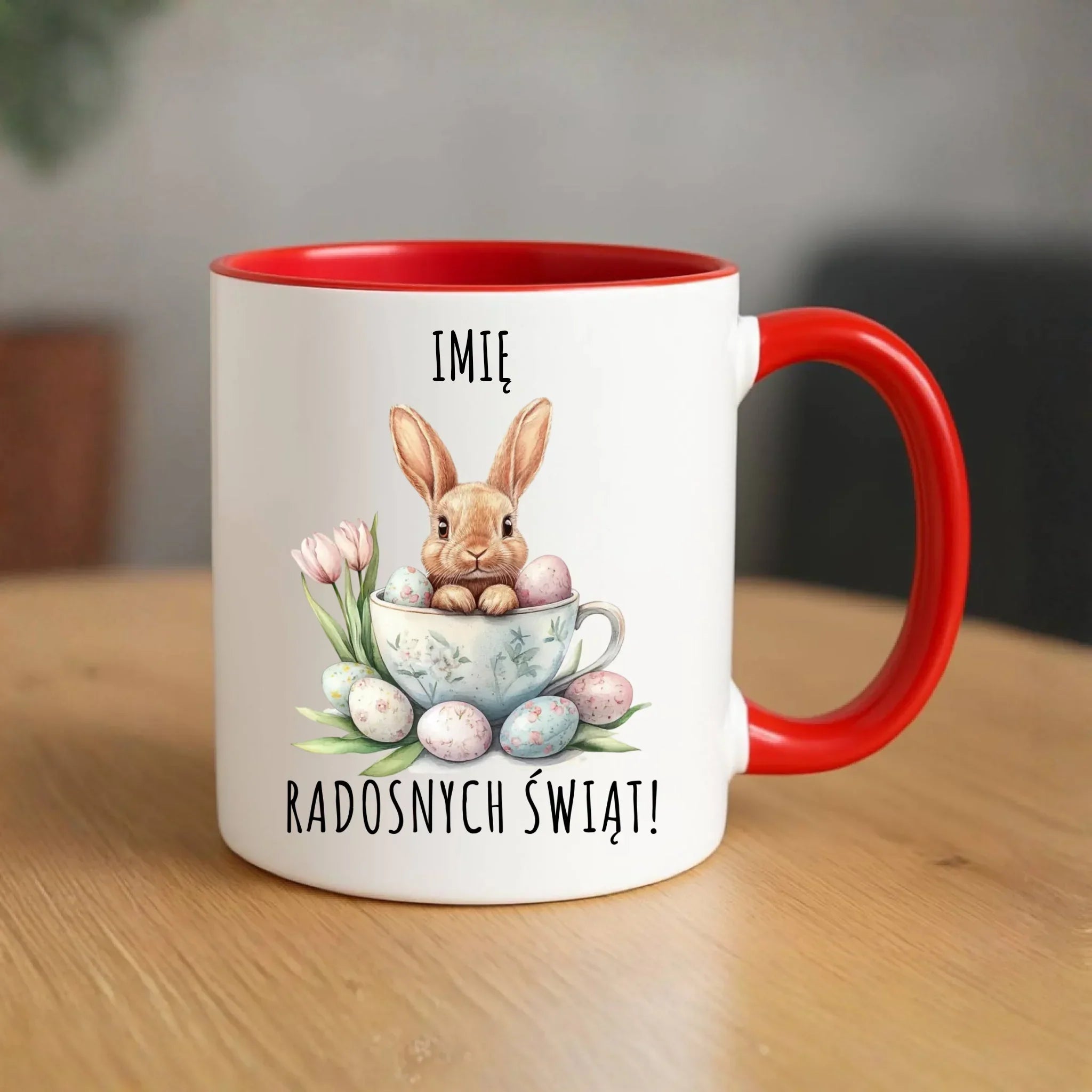 Kubek na Wielkanoc - Zajączek radosnych świąt - personalizowany WN01 - StoryCups.pl