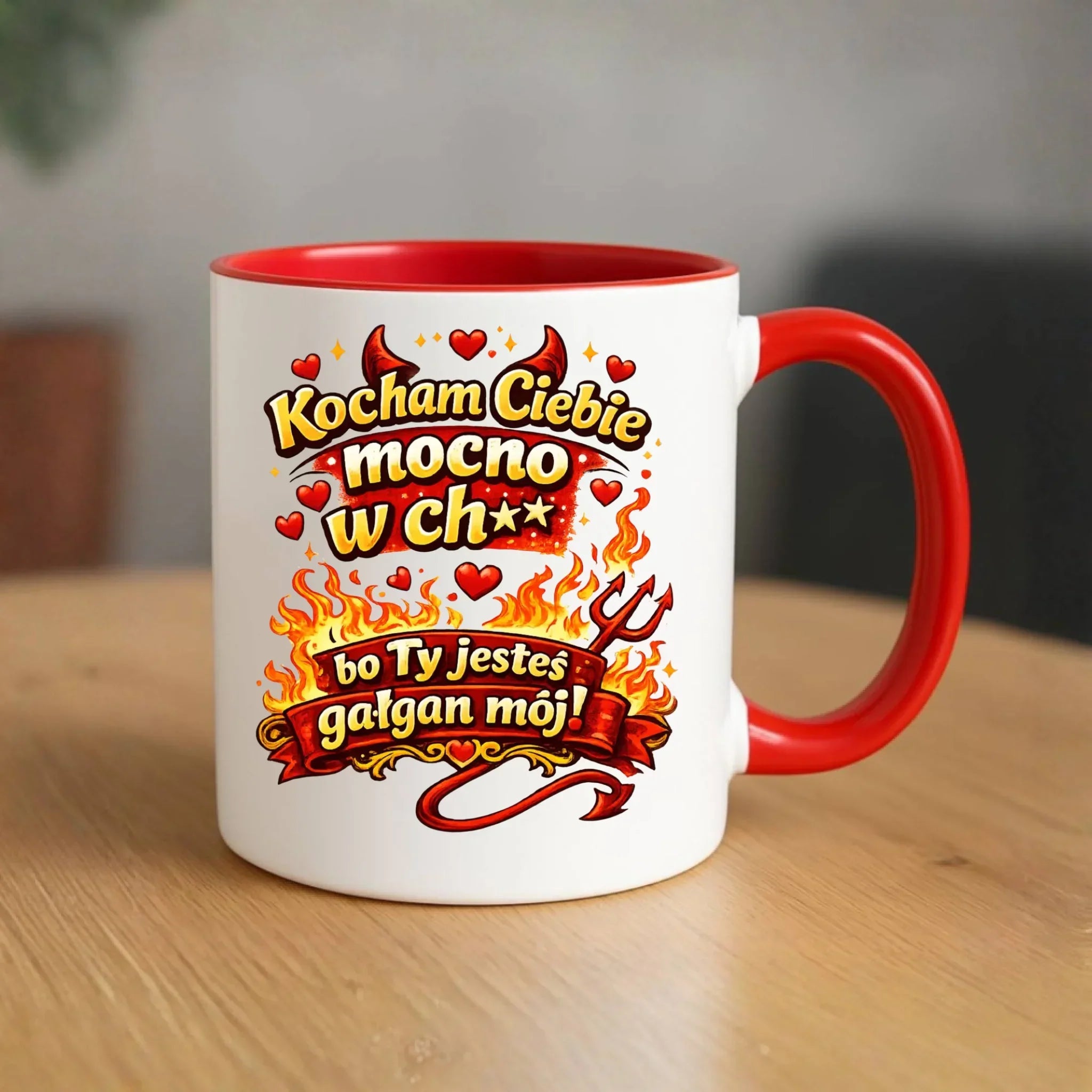 Kubek dla par - Kocham Ciebie mocno w ch** bo Ty jesteś gałgan mój W82 - StoryCups.pl